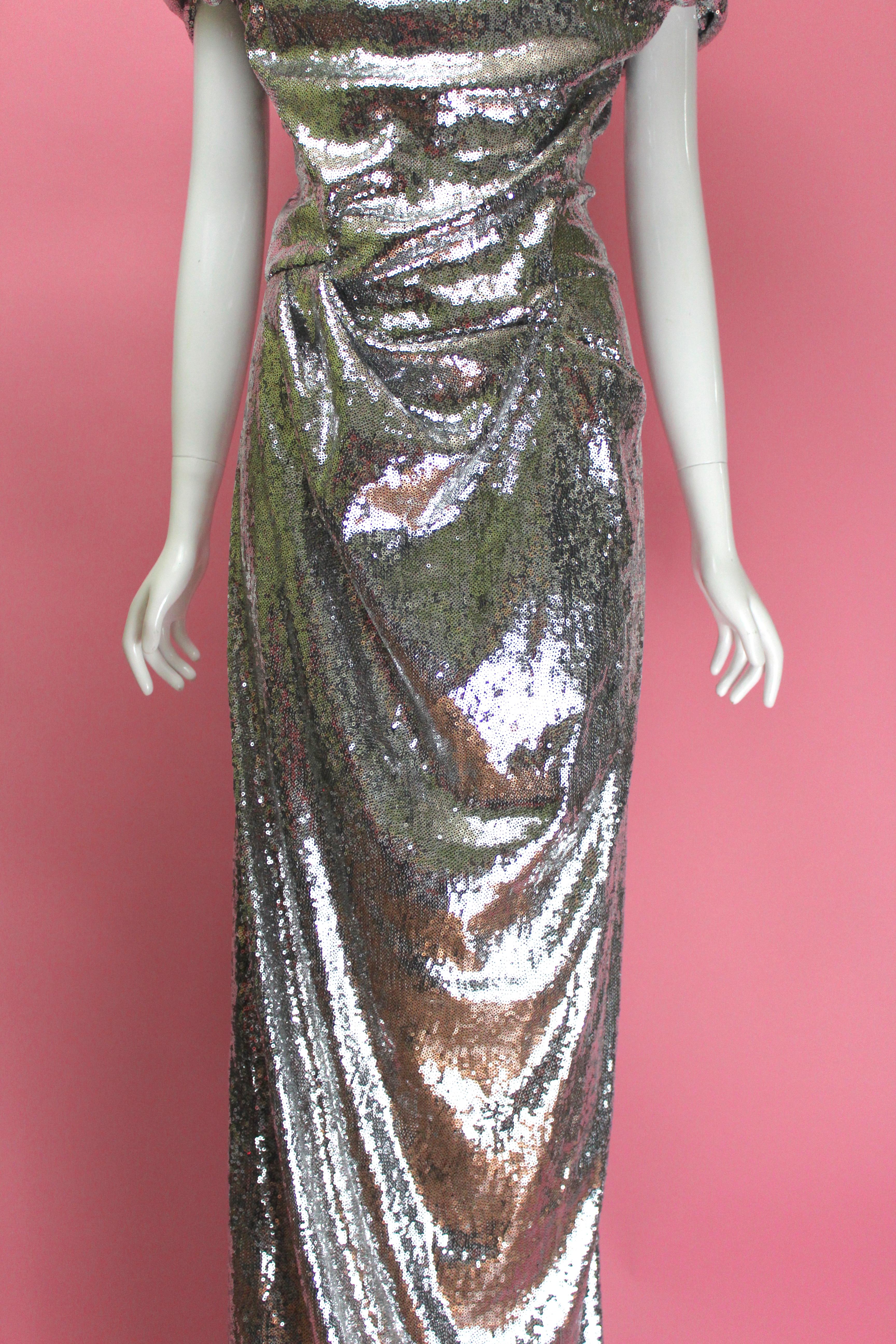 Vivienne  Westwood Cocotte Silver Gown, c. 2011, Size US 12 In New Condition For Sale In Los Angeles, CA