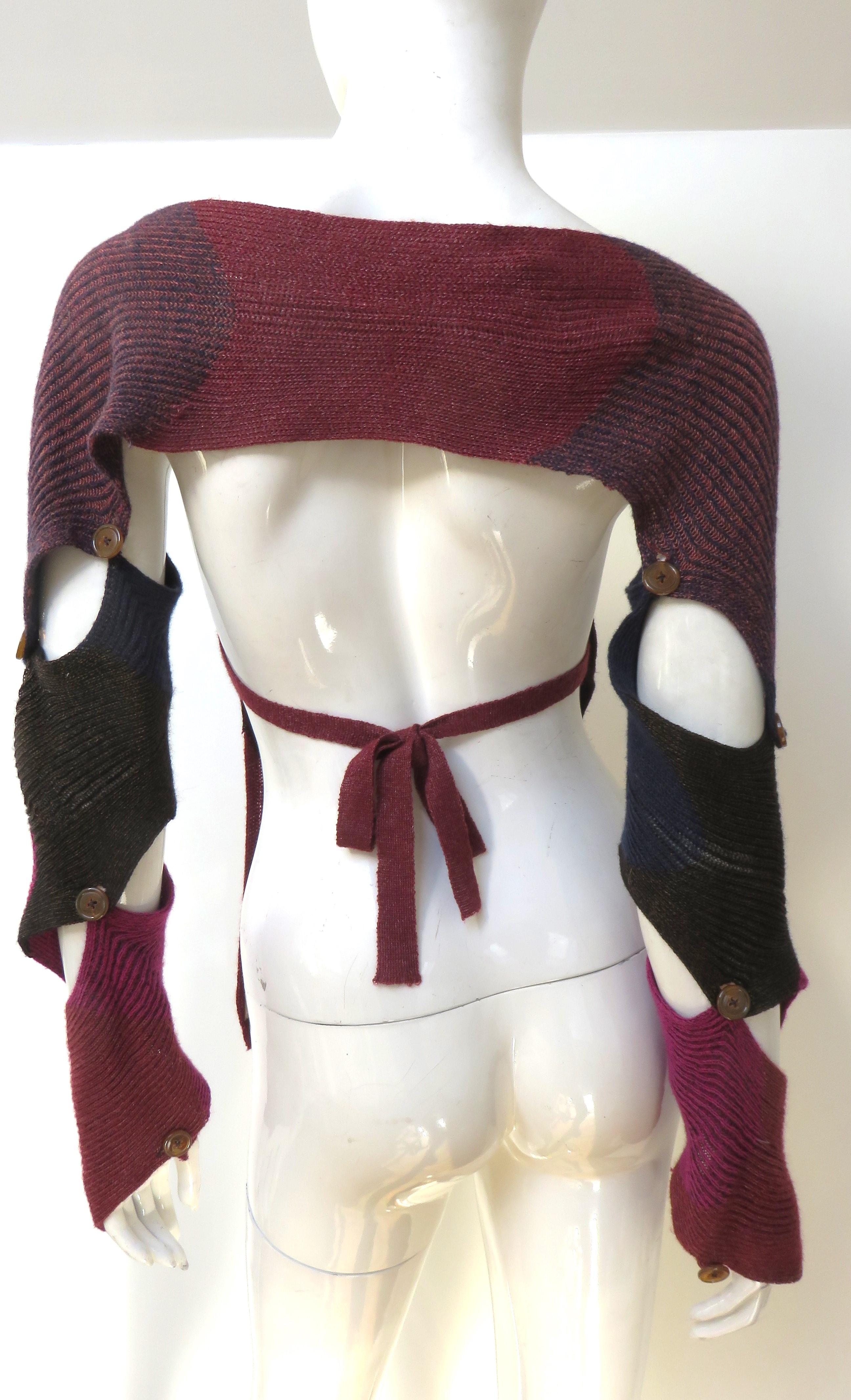 Vivienne Westwood Color Block Backless Spiral Sleeves Sweater Vest For Sale 6