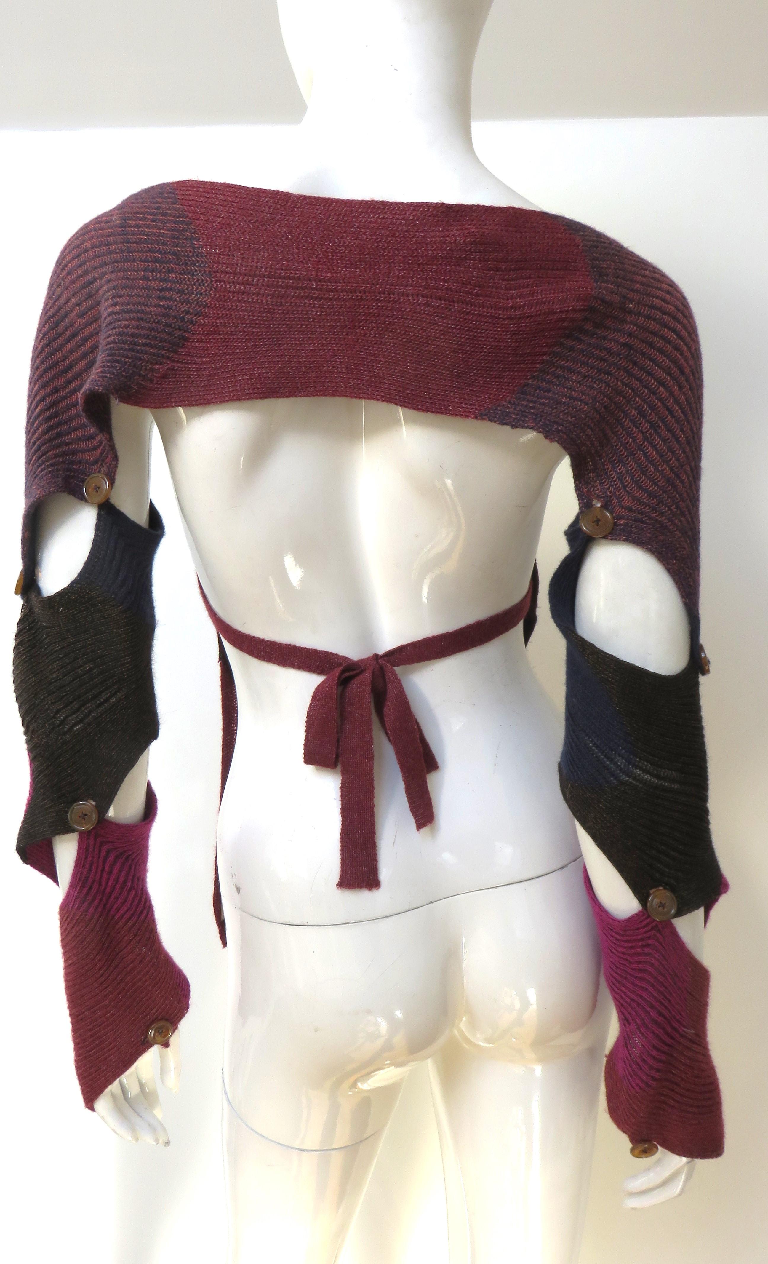 Vivienne Westwood Color Block Backless Spiral Sleeves Sweater Vest en vente 5