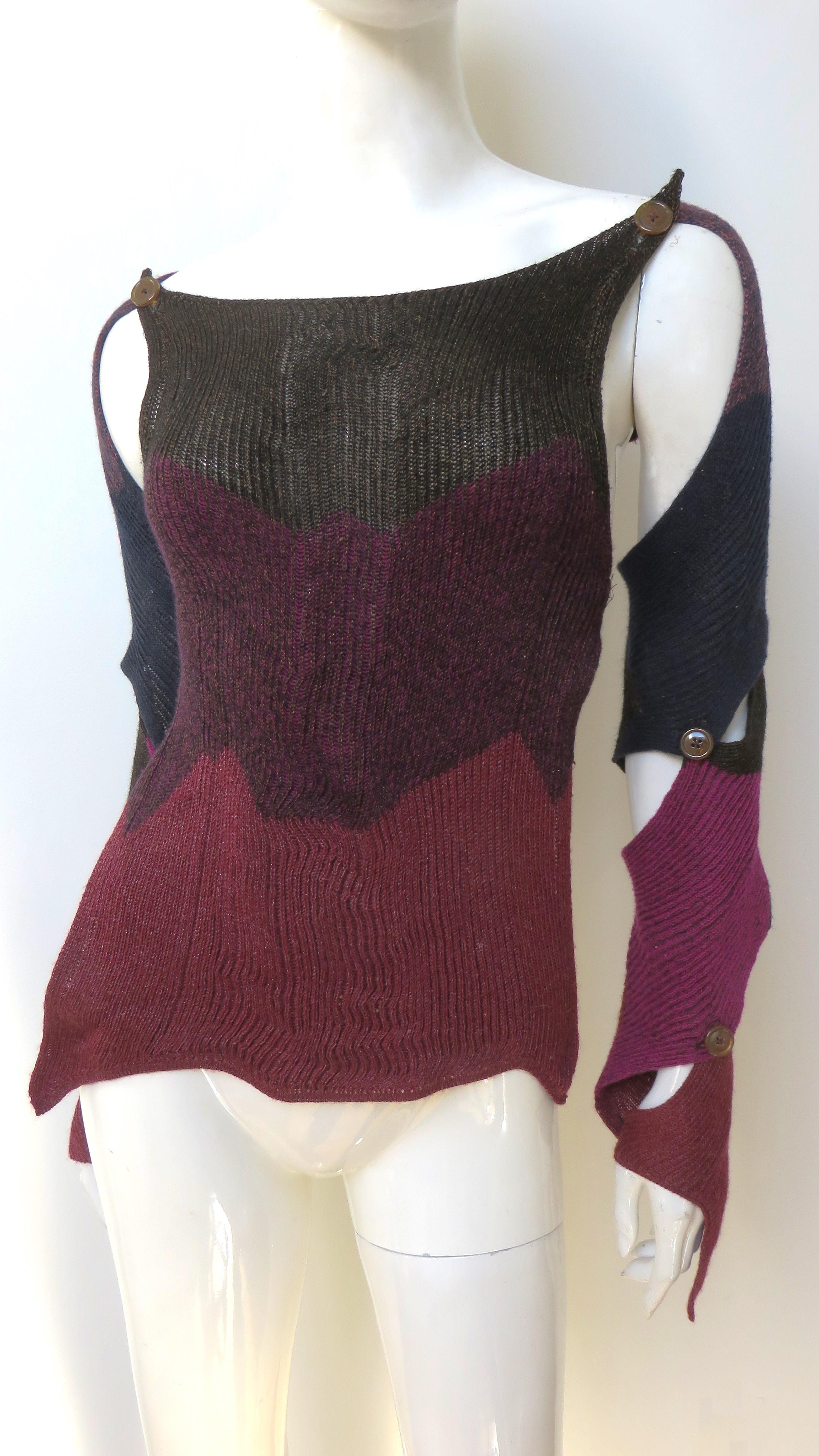 Noir Vivienne Westwood Color Block Backless Spiral Sleeves Sweater Vest en vente