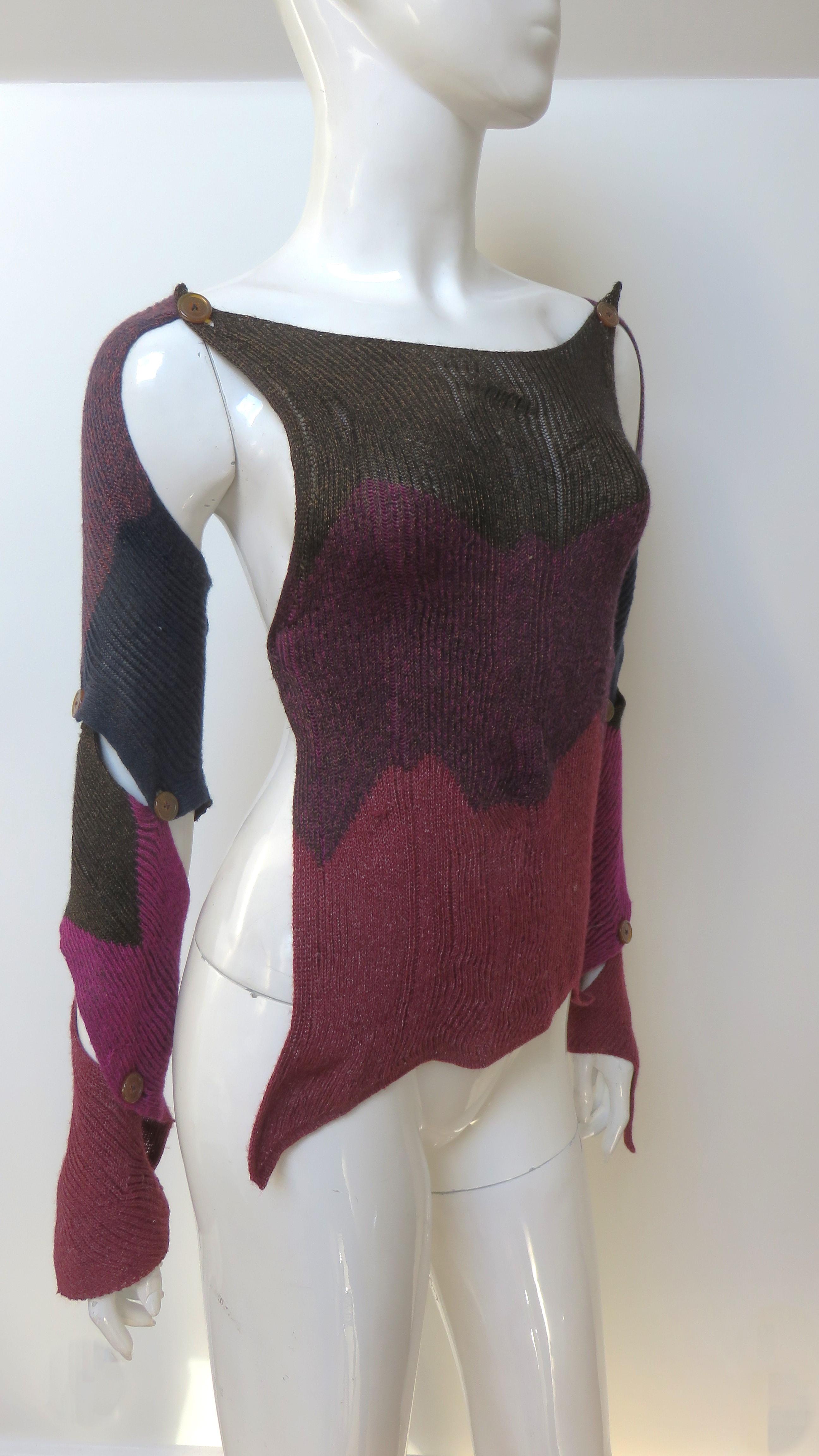 Vivienne Westwood Color Block Backless Spiral Sleeves Sweater Vest For Sale 2