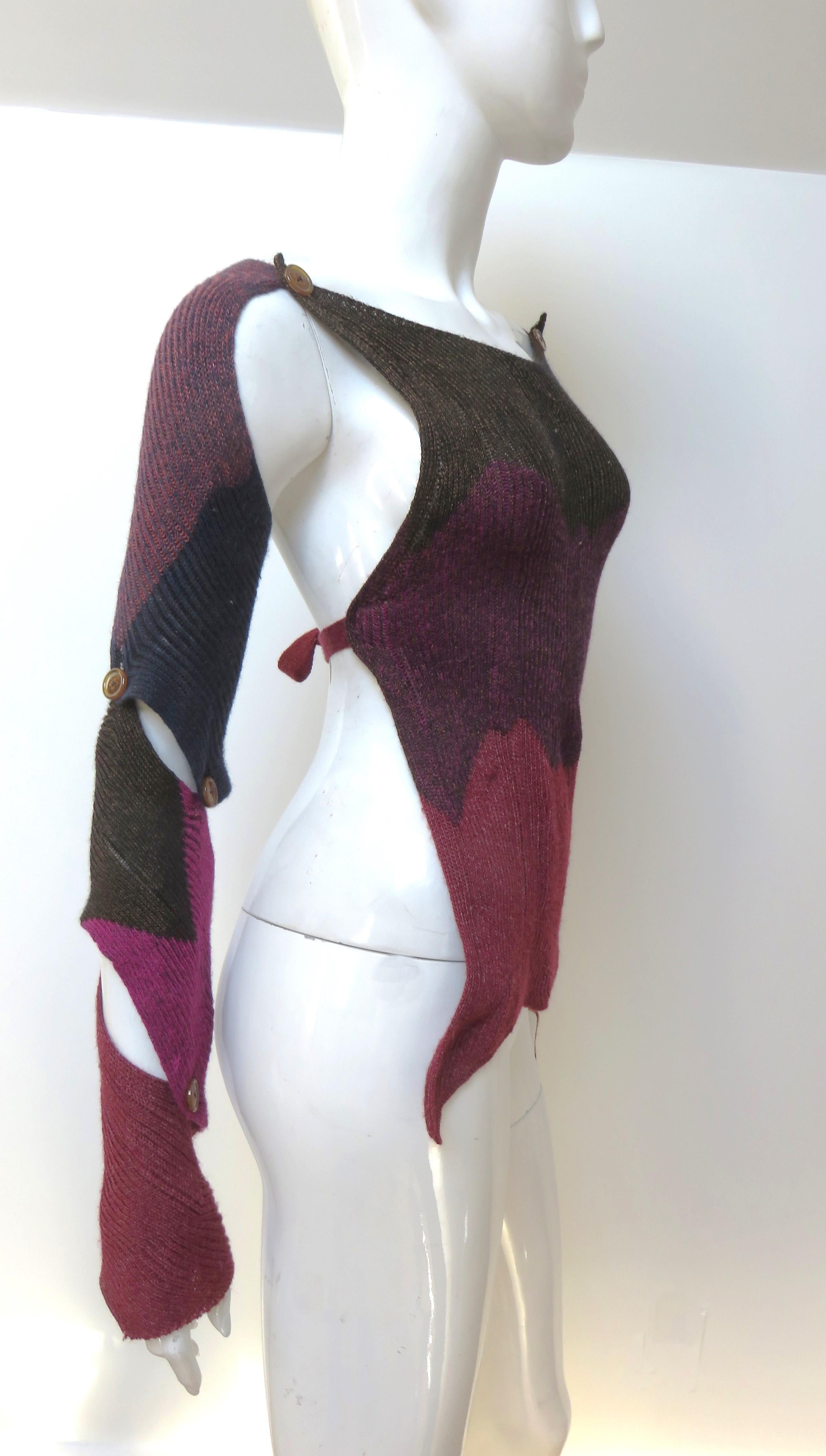 Vivienne Westwood Color Block Backless Spiral Sleeves Sweater Vest For Sale 3