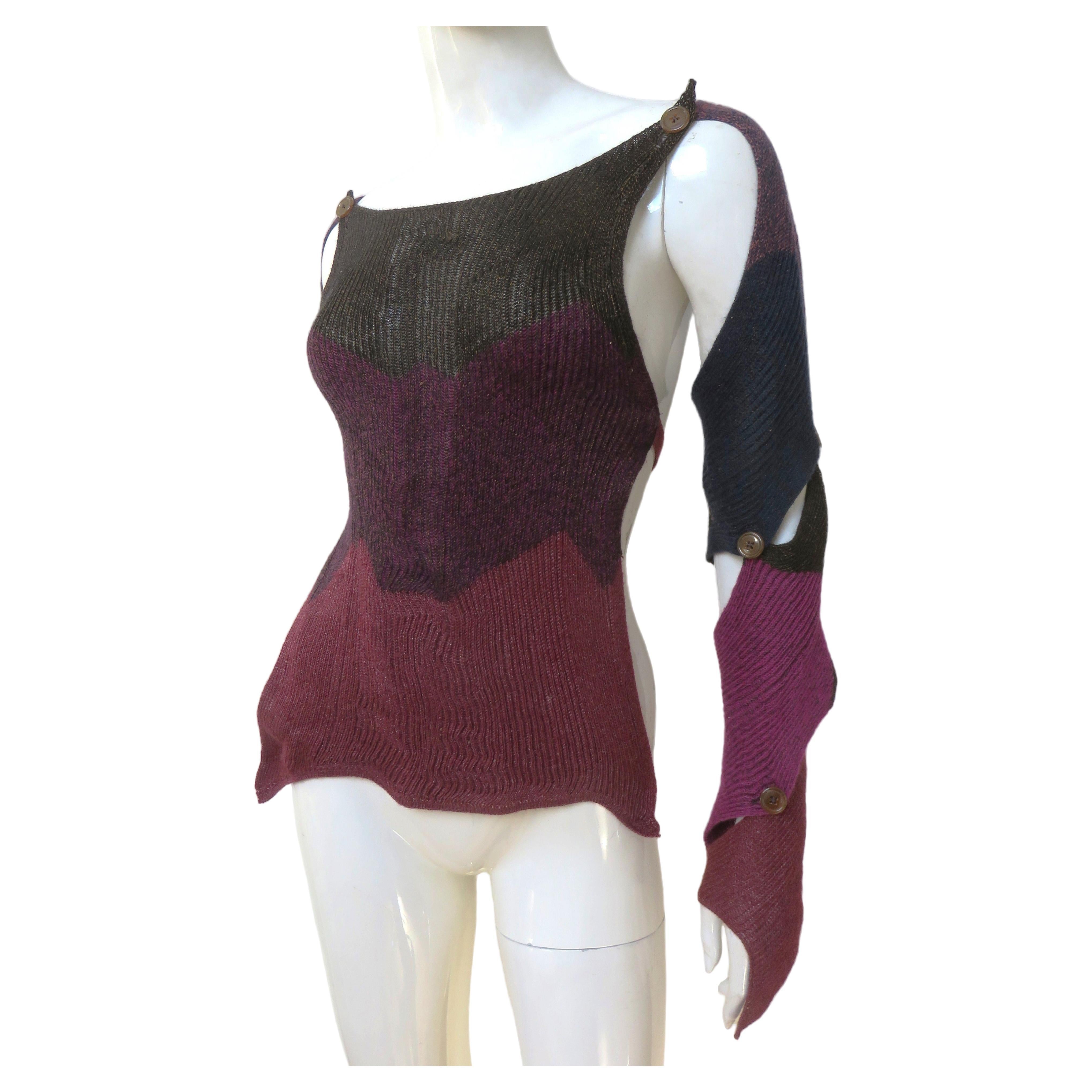 Vivienne Westwood Color Block Backless Spiral Sleeves Sweater Vest For Sale