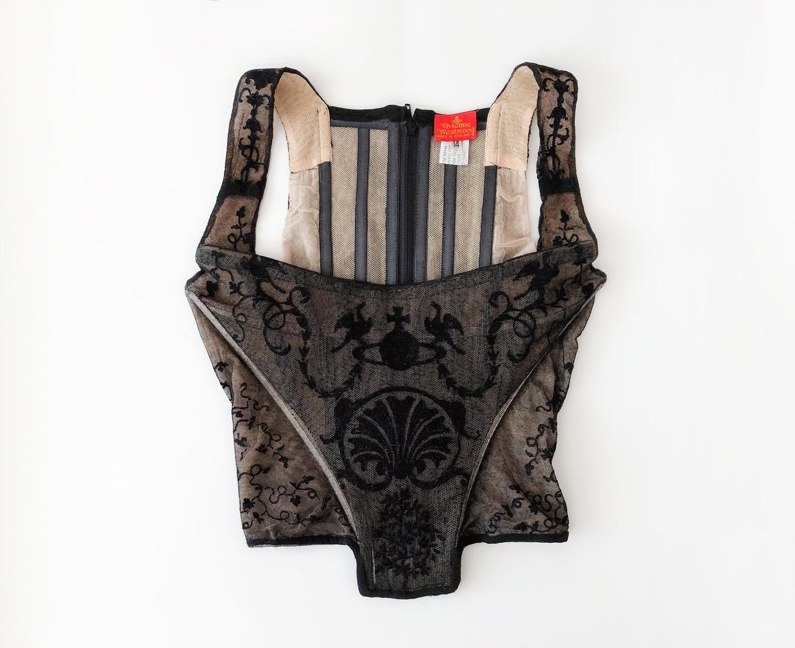 Vivienne Westwood Corset SS 1992 Runway Worn Rare Collectors black lace ICONIC For Sale 1