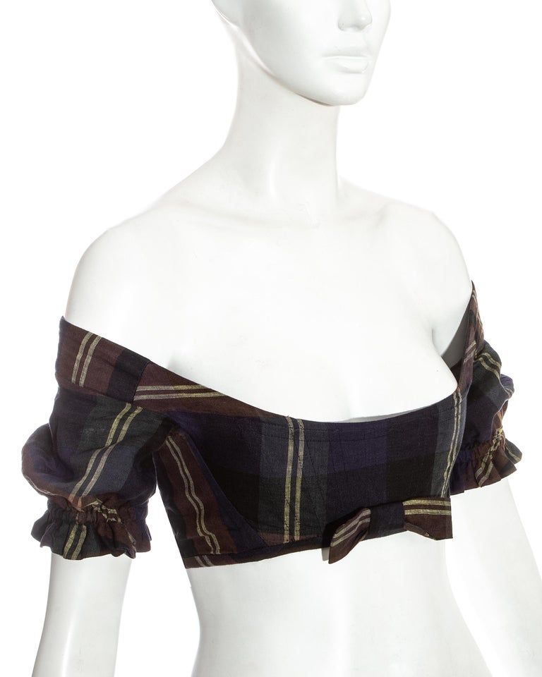 Vivienne Westwood cotton checked cropped corset top, c. 1990s at 1stDibs