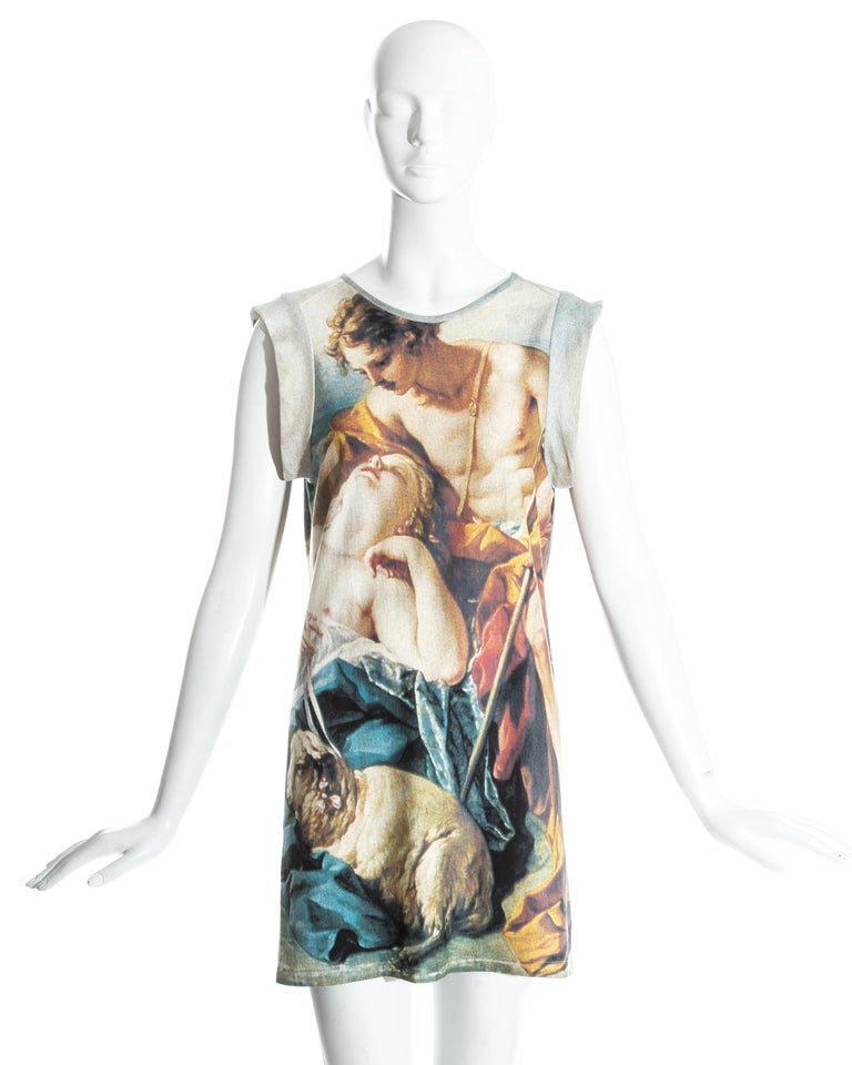 Vivienne Westwood, cotton jersey mini dress with a print of François Boucher's painting of Daphnis and Chloe. 

Spring-Summer 1991