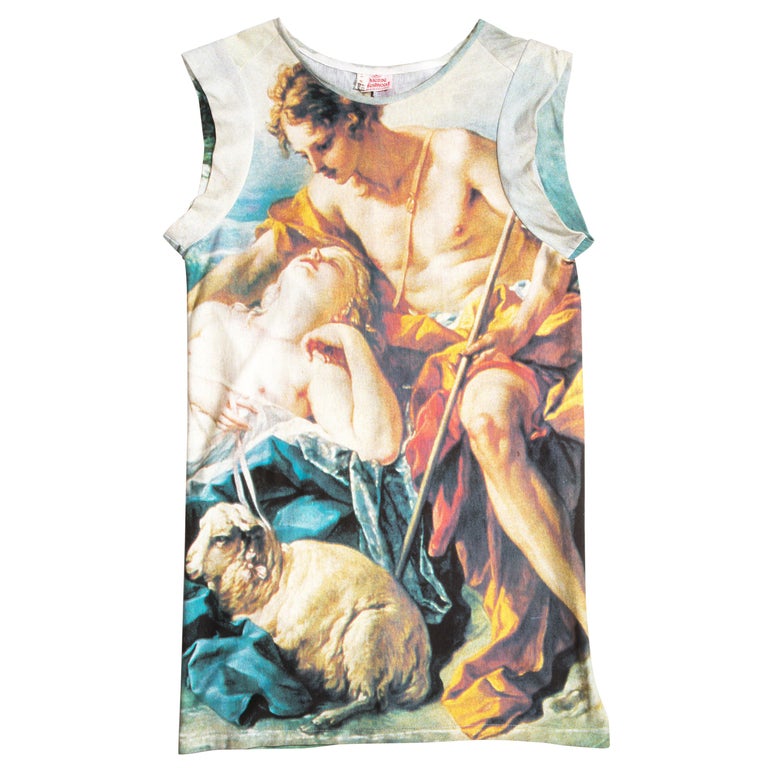 Vivienne Westwood cotton jersey mini dress with François Boucher print, ss 1991 For Sale