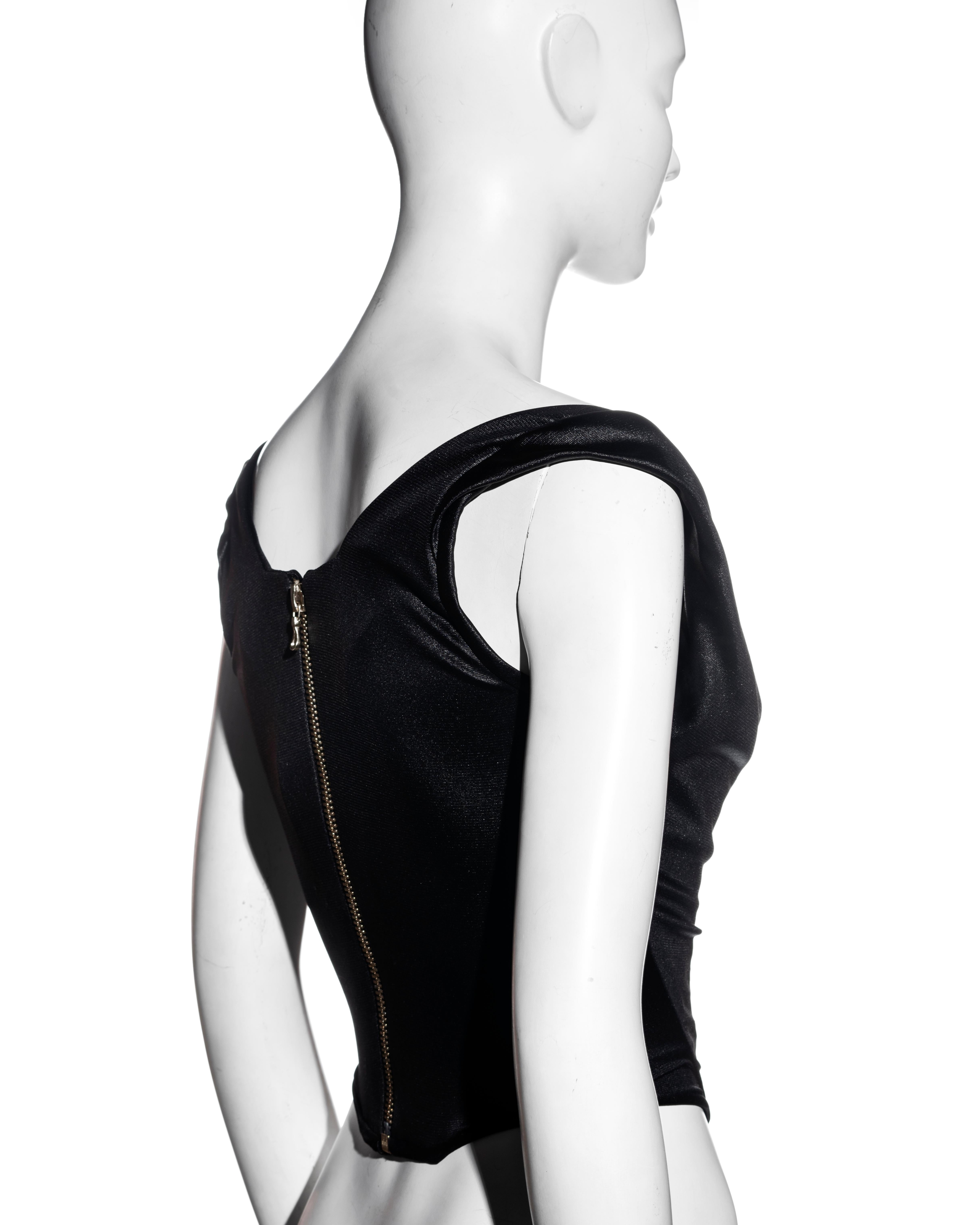 Black Vivienne Westwood Couture black off-shoulder draped corset top, fw 1997