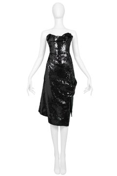 Vivienne Westwood Couture Black Sequin Strapless Dress