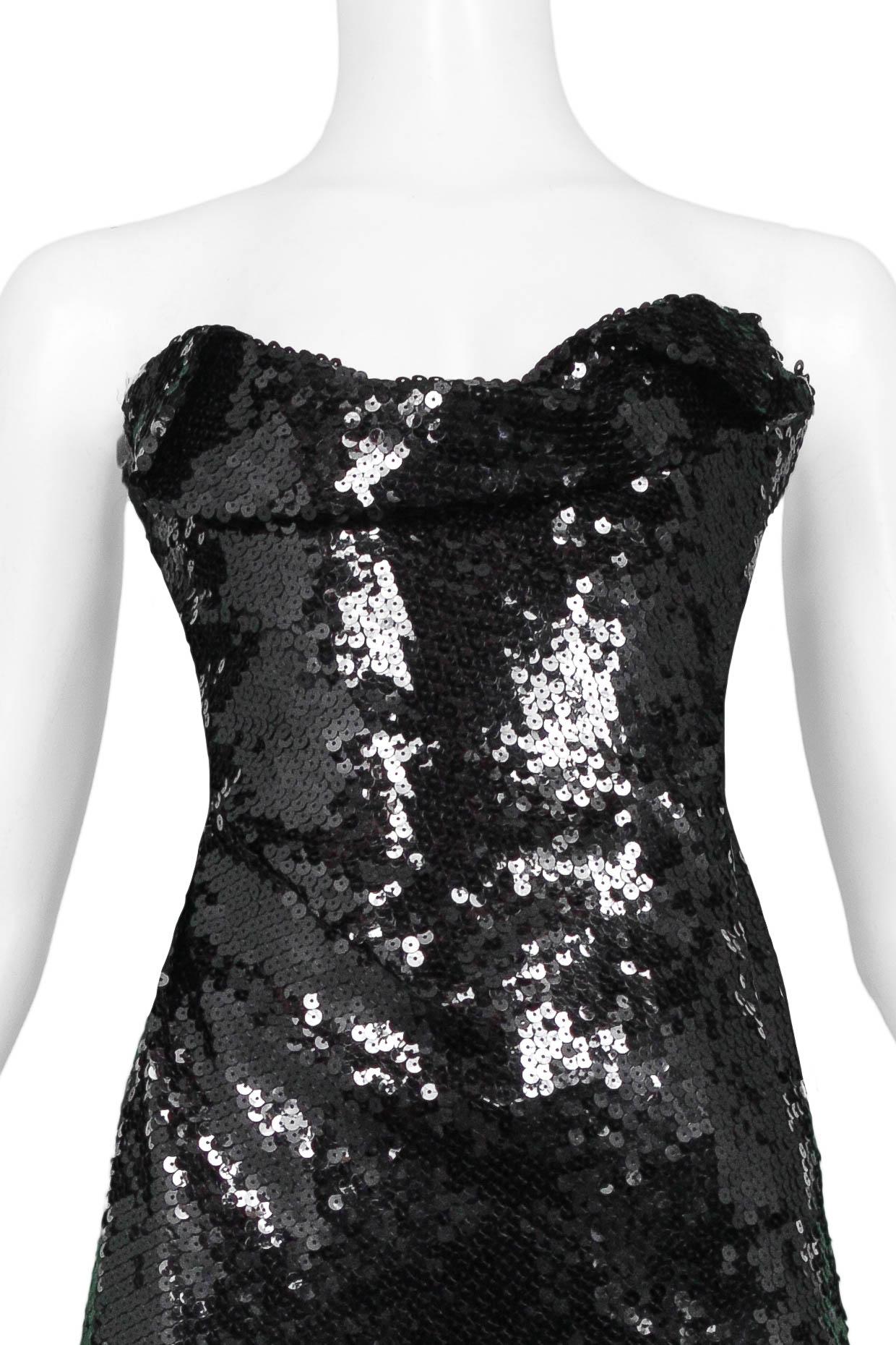 Women's Vivienne Westwood Couture Black Sequin Strapless Dress For Sale