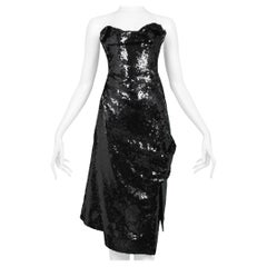 Vivienne Westwood Couture Black Sequin Strapless Dress