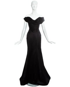 Vivienne Westwood Couture black silk corset and trained skirt evening set