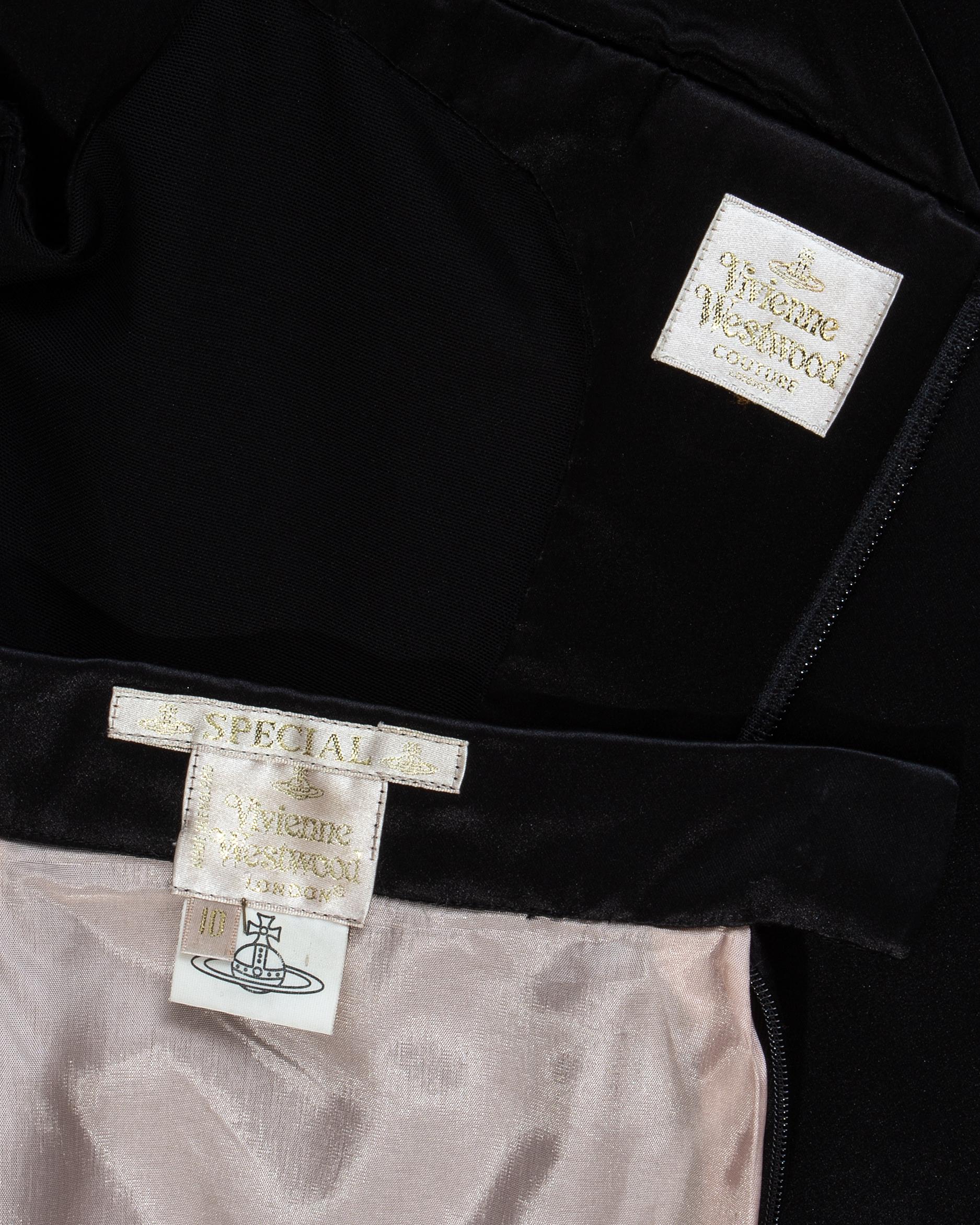 Vivienne Westwood Couture black silk corset and trained skirt evening set In Excellent Condition In London, GB