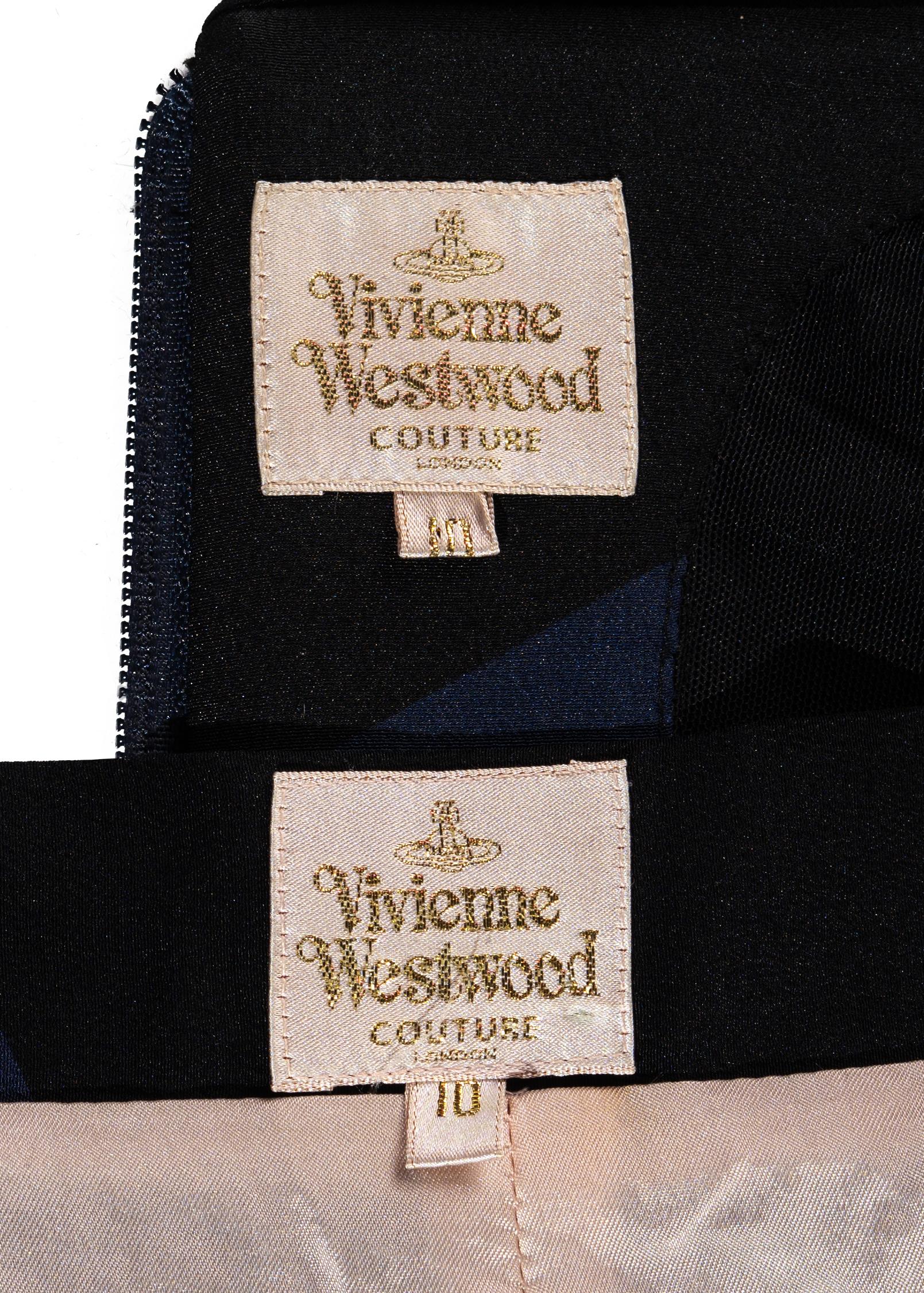 Vivienne Westwood Couture navy striped silk corset and skirt set, ss 1998 For Sale 2