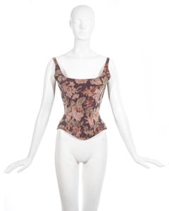 Vivienne Westwood couture pink floral silk lace up evening corset, fw 1997