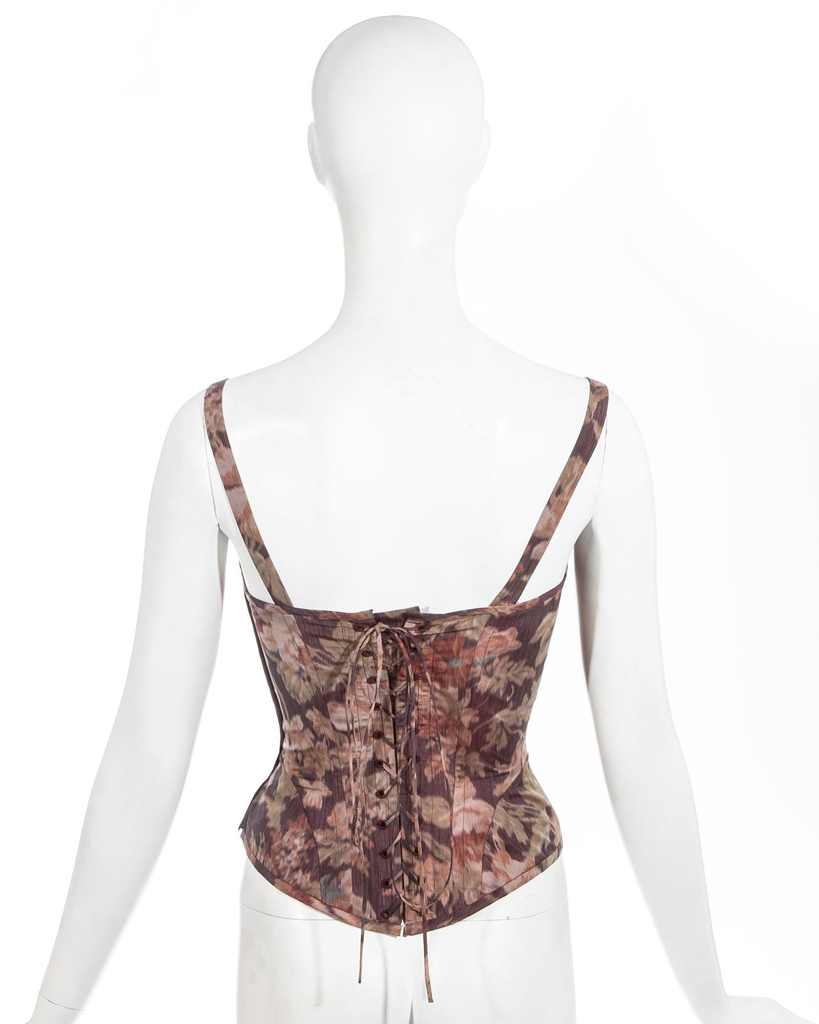 Vivienne Westwood couture pink floral silk lace up evening corset, fw 1997 2