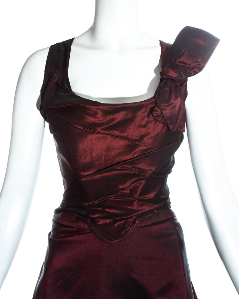 Black Vivienne Westwood Couture red taffeta corset and skirt evening ensemble, fw 1996 For Sale