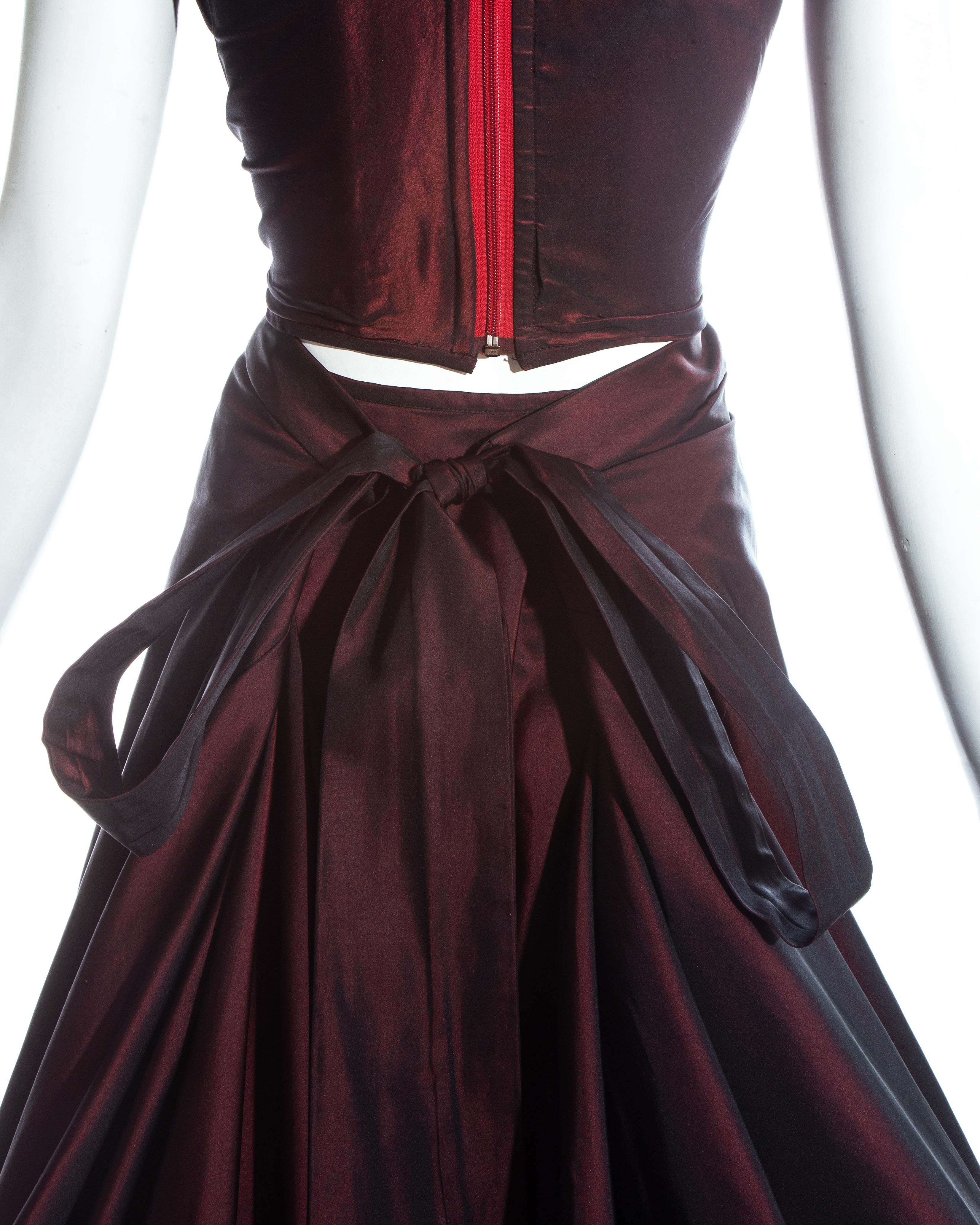 Women's Vivienne Westwood Couture red taffeta corset and skirt evening ensemble, fw 1996