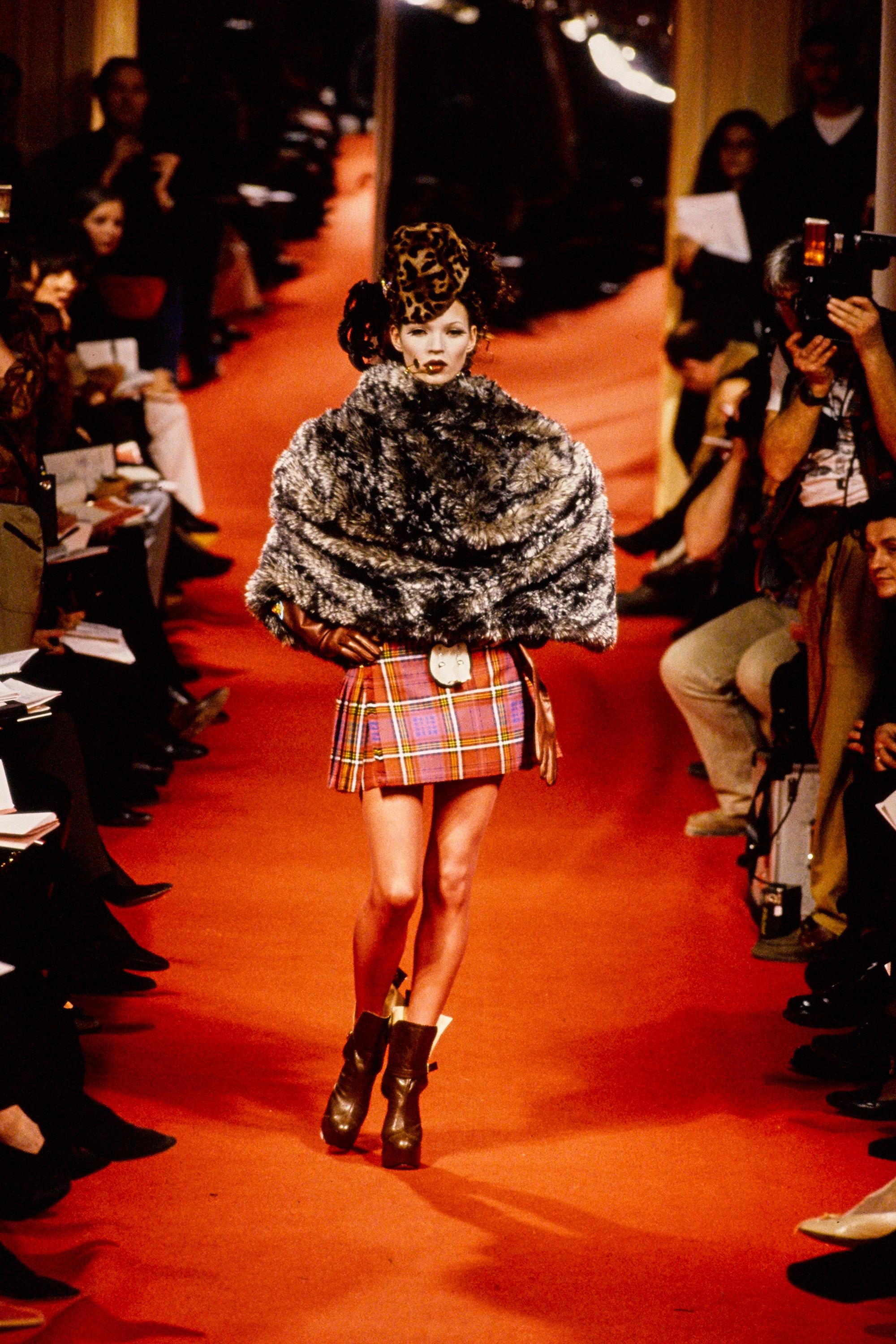 Blue Vivienne Westwood Couture tartan wool mini kilt skirt, c. 1990s