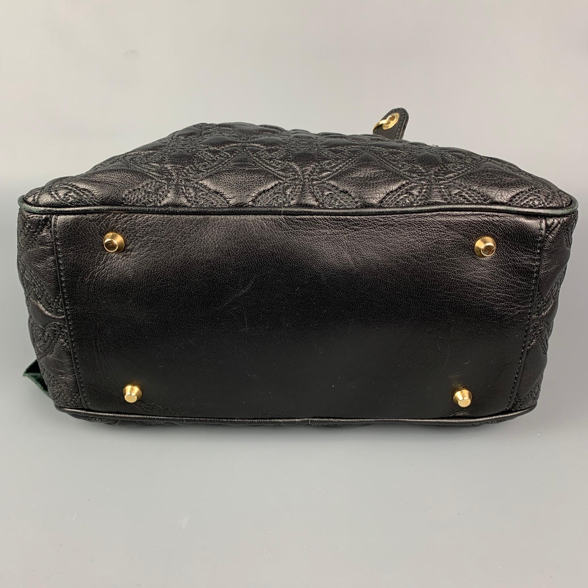 VIVIENNE WESTWOOD Coventry Black & Gold Quilted Leather Asymmetrical Handbag In Good Condition In San Francisco, CA