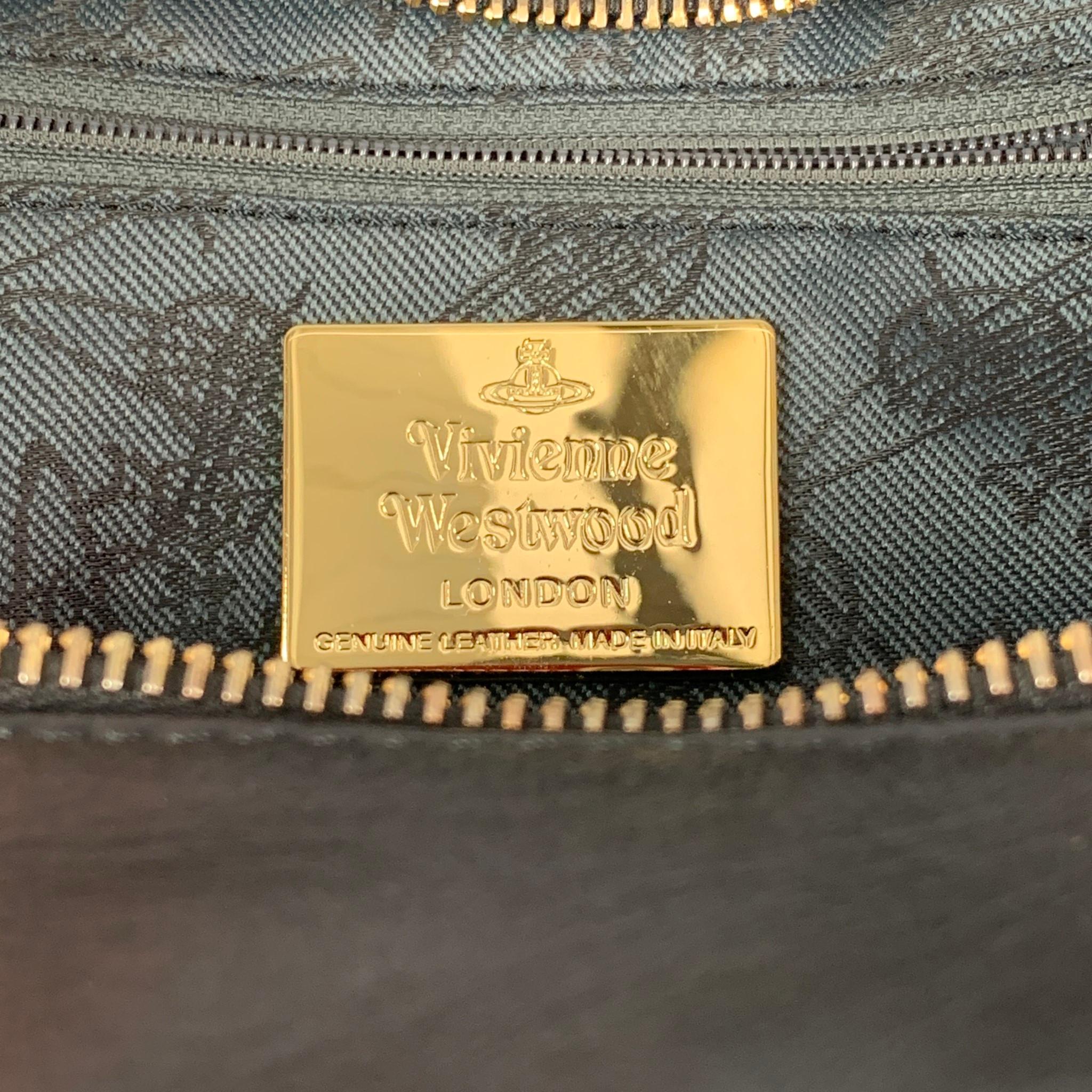 VIVIENNE WESTWOOD Coventry Black & Gold Quilted Leather Asymmetrical Handbag 1