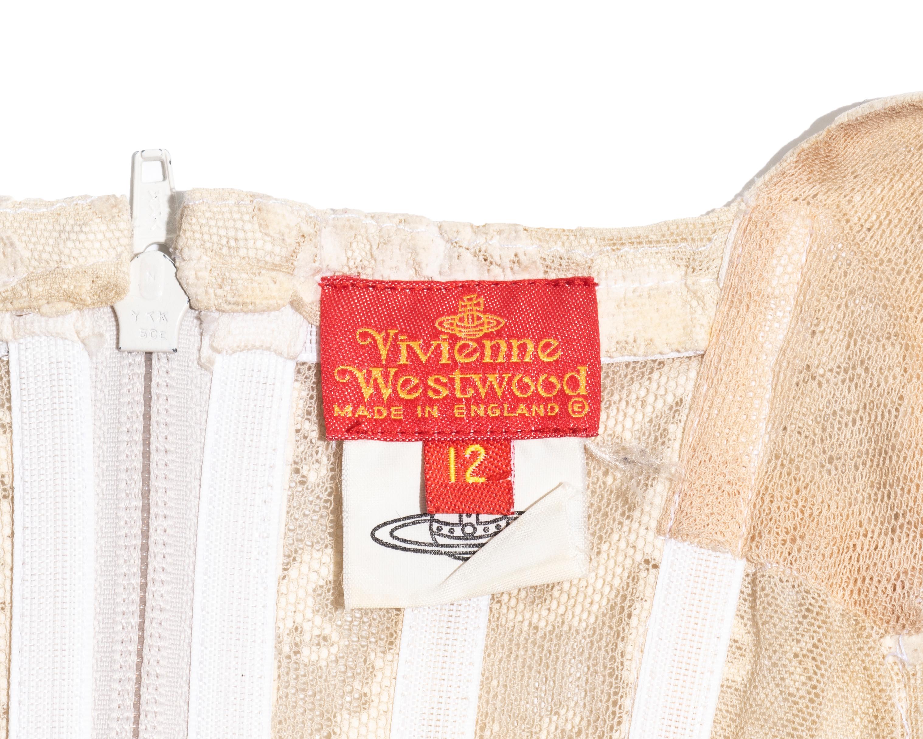 Vivienne Westwood cream cotton mesh corset, fw 1992 at 1stDibs