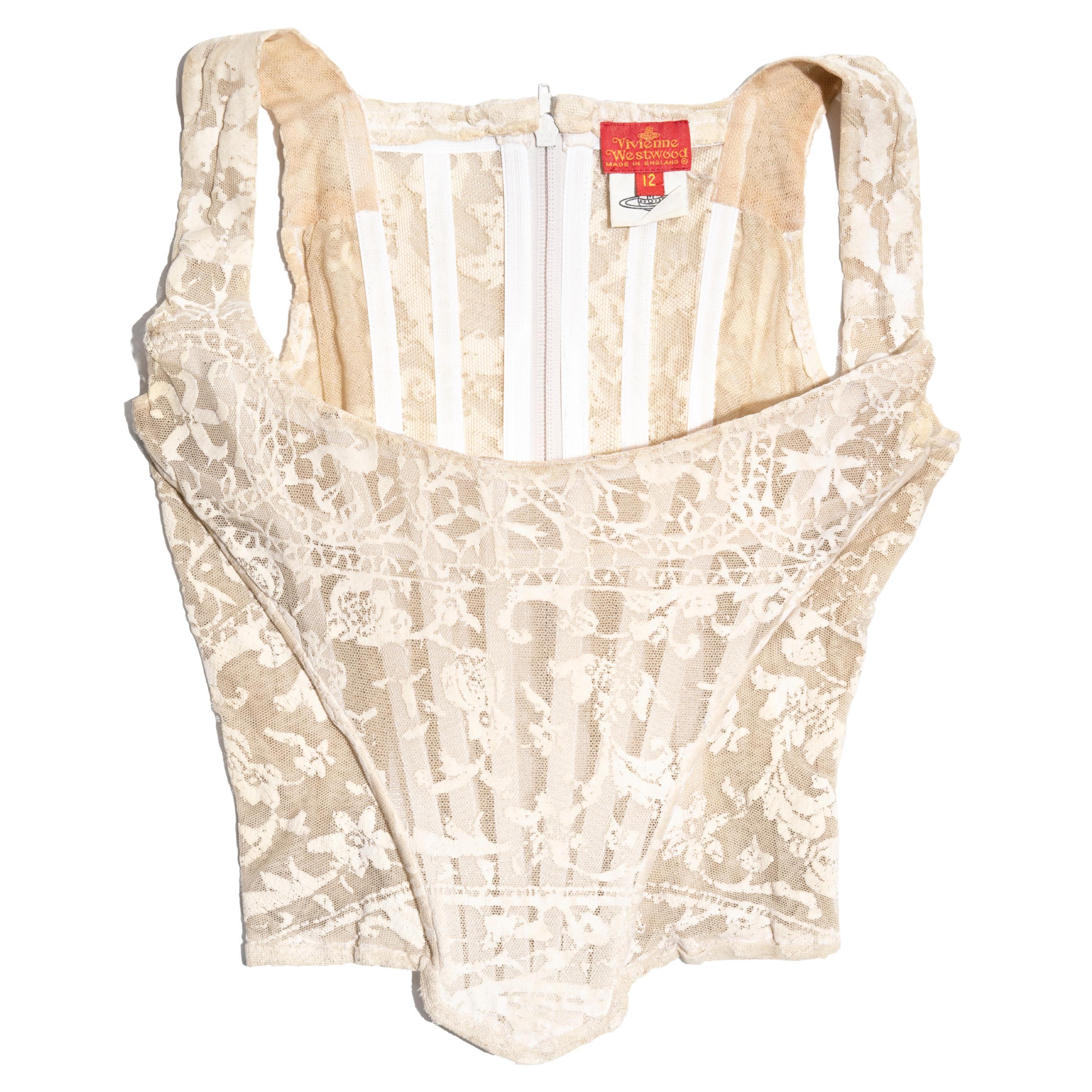 Vivienne Westwood cream cotton mesh corset, fw 1992