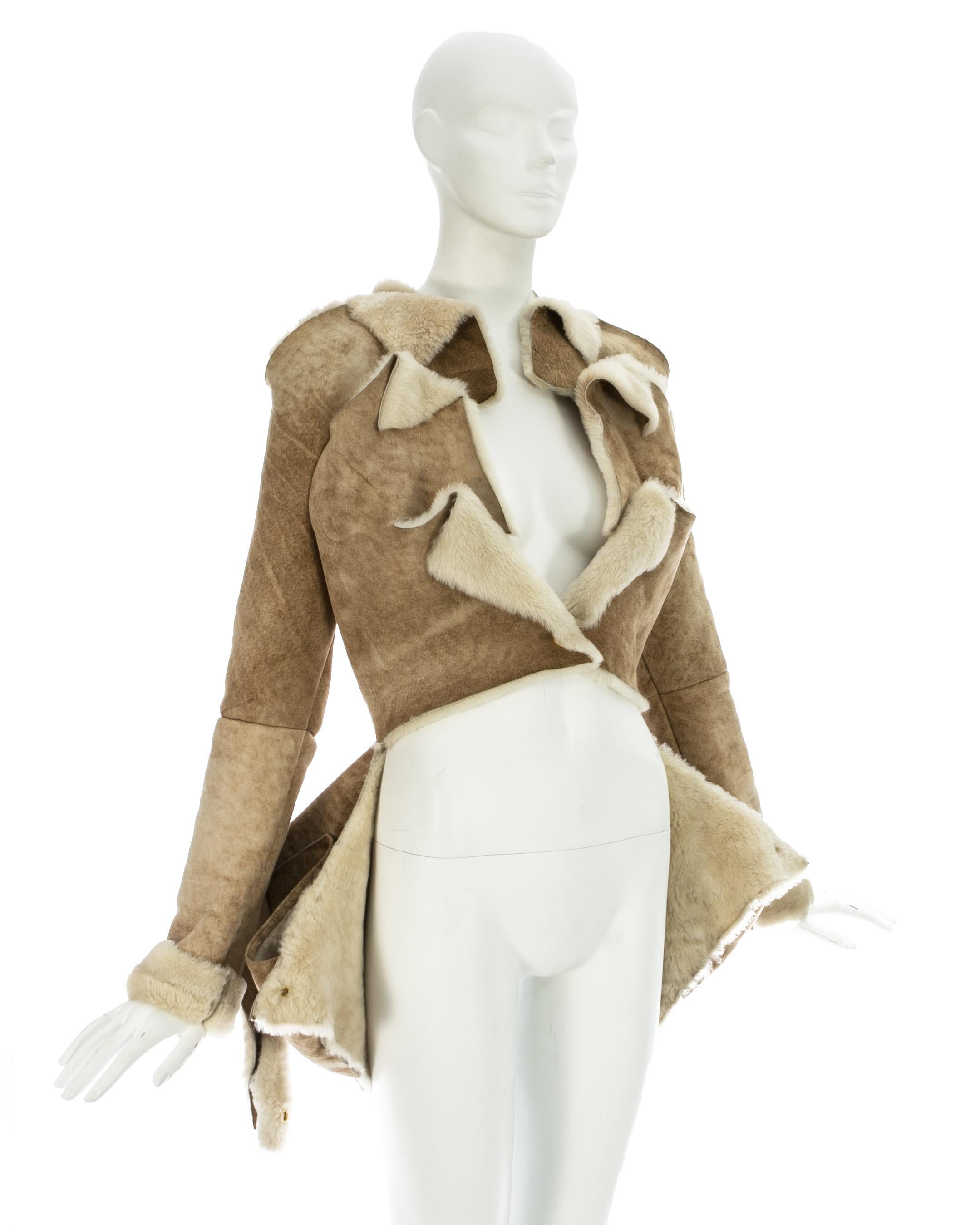 Vivienne Westwood cream shearling sheepskin deconstructed jacket, fw 1999 For Sale 1