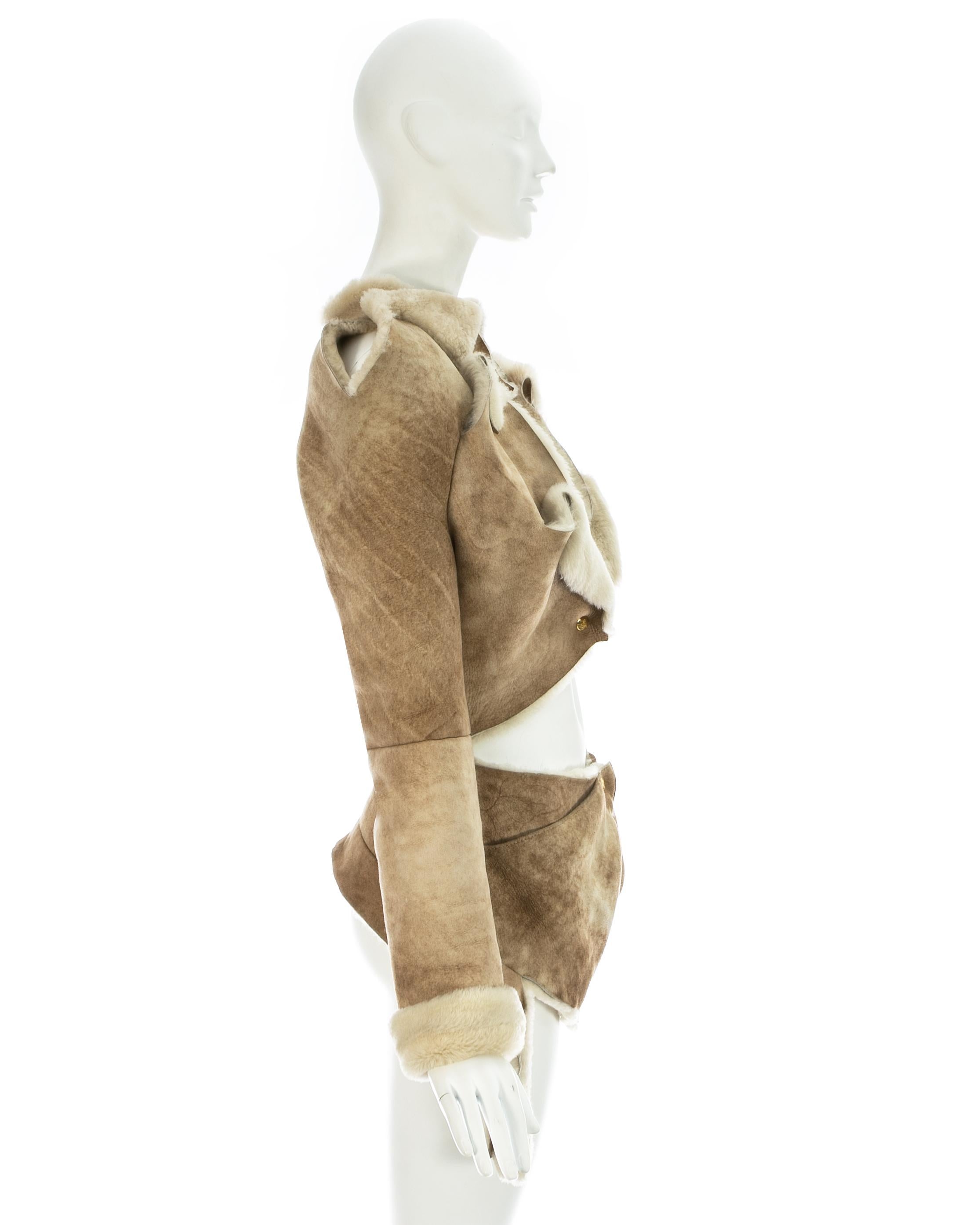 Vivienne Westwood cream shearling sheepskin deconstructed jacket, fw 1999 For Sale 2