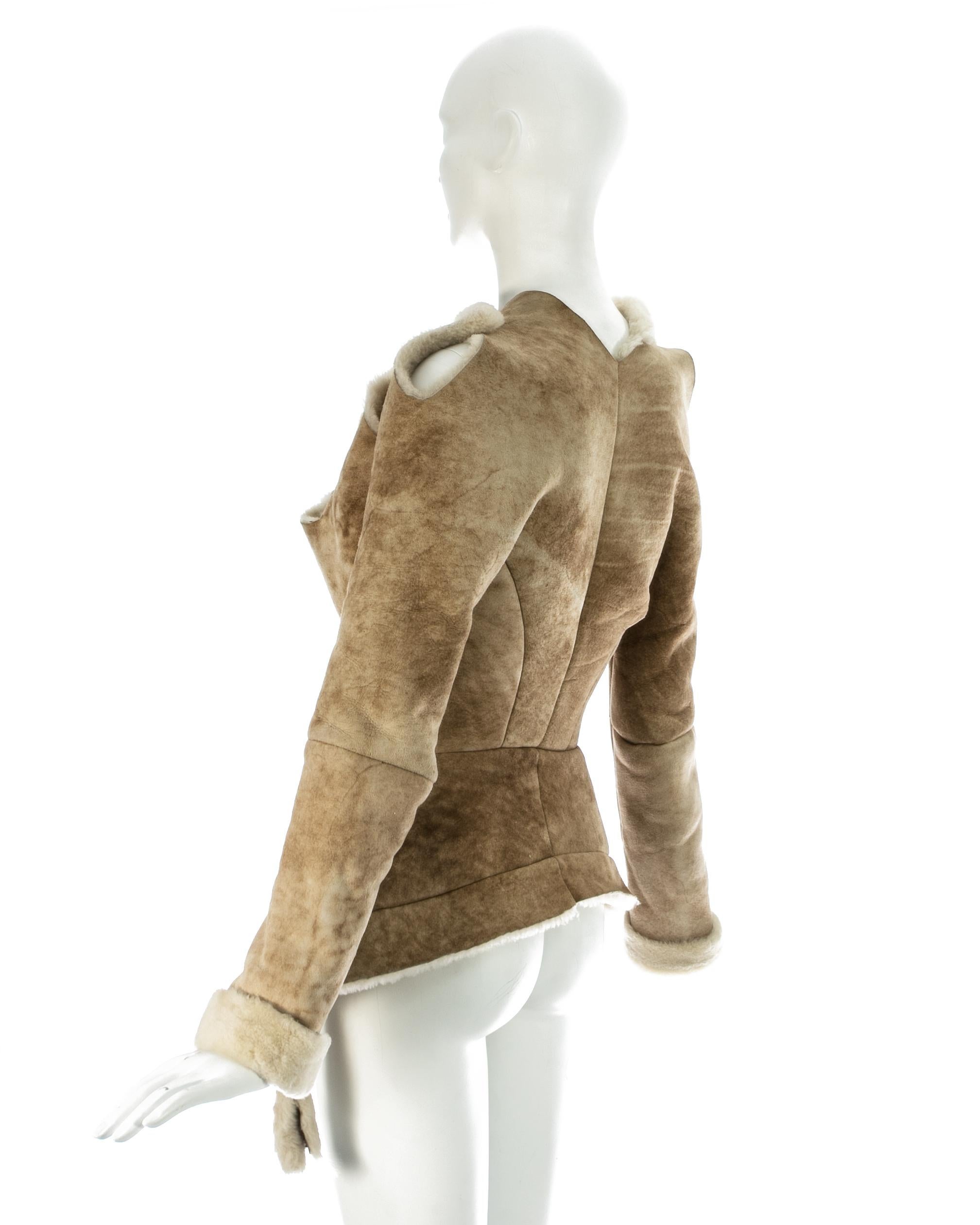 Vivienne Westwood cream shearling sheepskin deconstructed jacket, fw 1999 For Sale 3