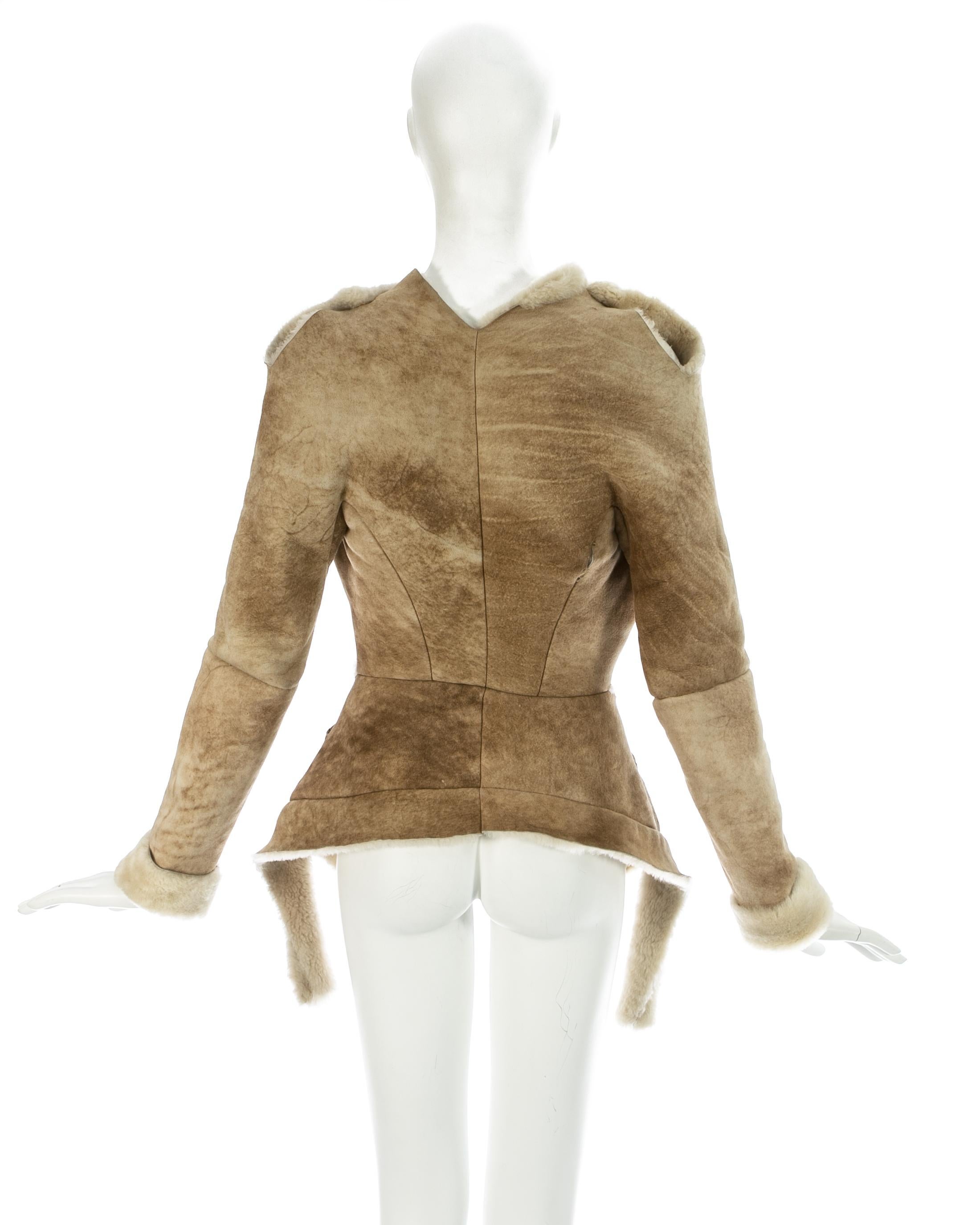 Vivienne Westwood cream shearling sheepskin deconstructed jacket, fw 1999 For Sale 4