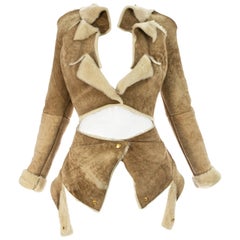 Vivienne Westwood cream shearling sheepskin deconstructed jacket, fw 1999