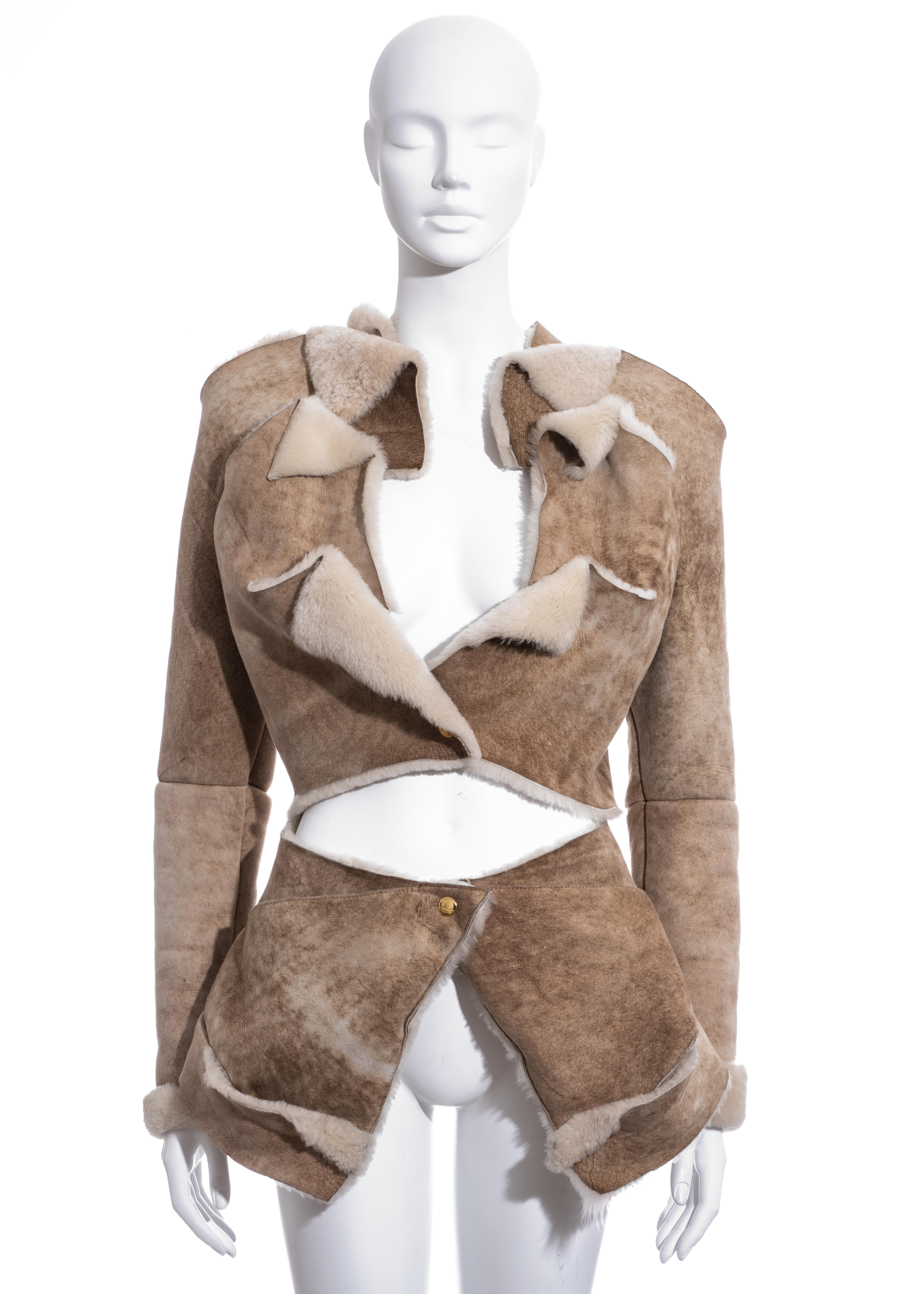 Brown Vivienne Westwood cream sheepskin jacket, fw 1999