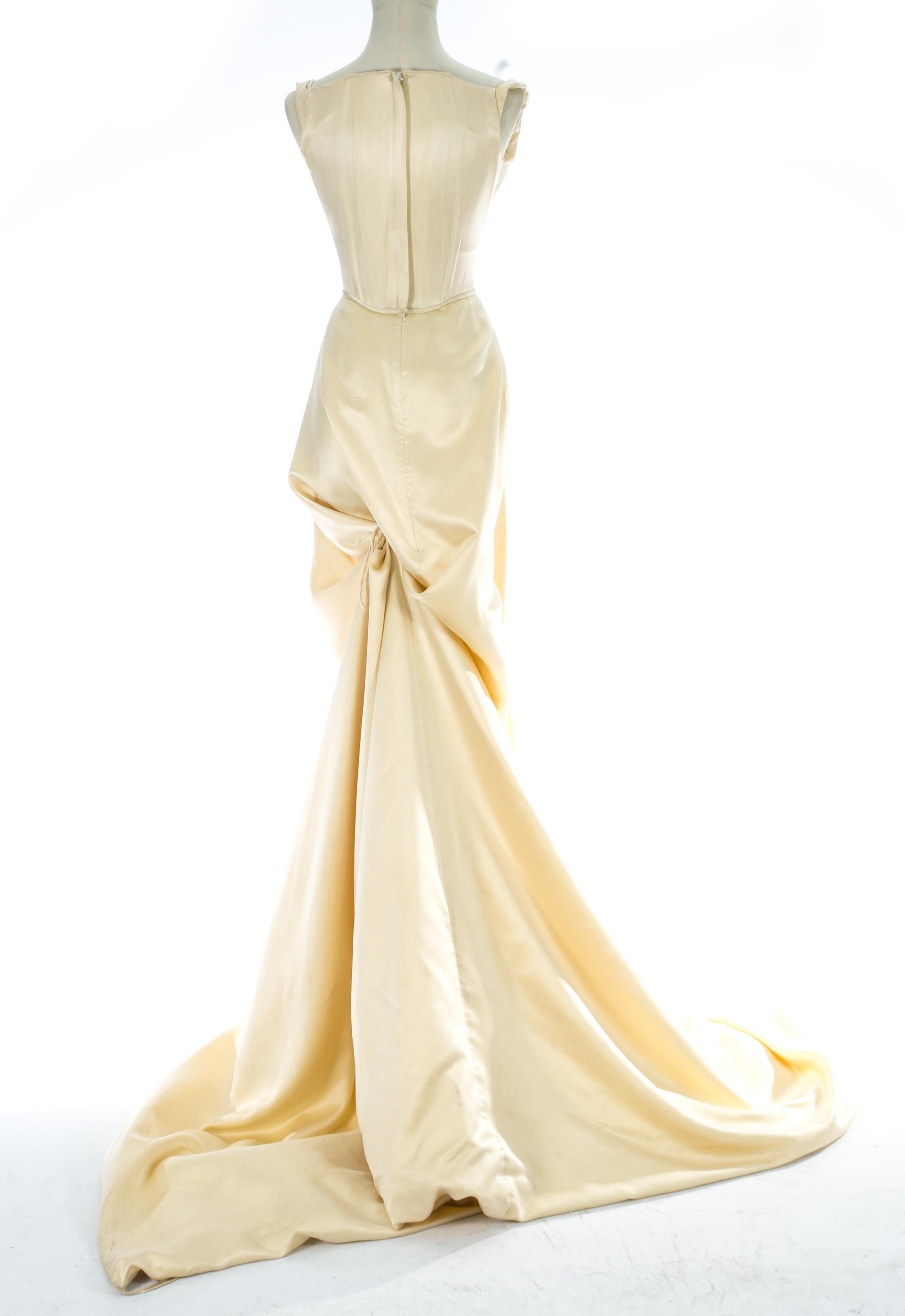 Women's Vivienne Westwood cream silk corset and draped skirt wedding ensemble, c. 1999