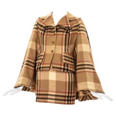 Completo con gonna in tweed tartan di Vivienne Westwood color crema, primavera 1994