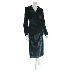 Vivienne Westwood Crushed Velvet Black Corset Jacket Skirt Suit   