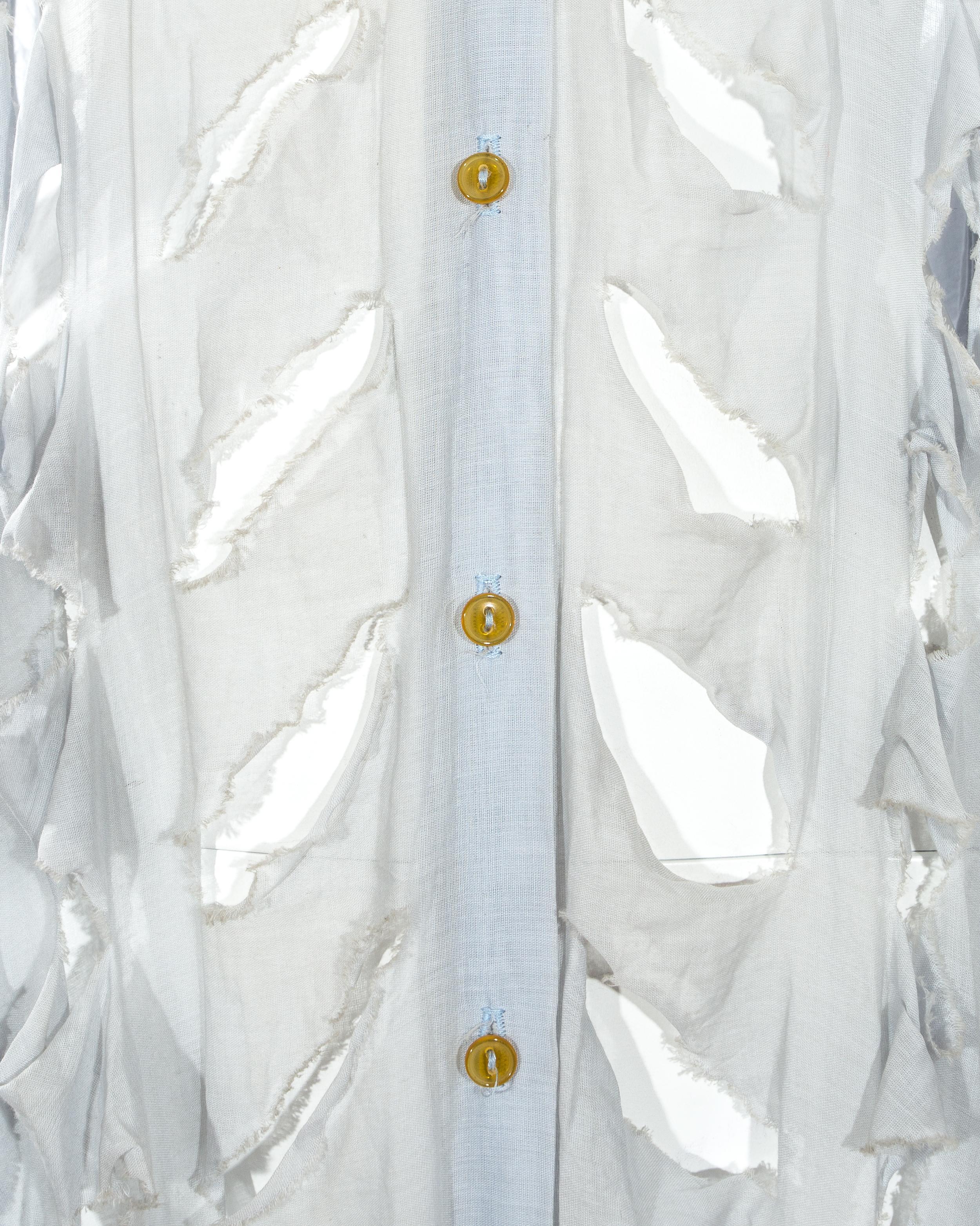 Vivienne Westwood - Robe chemise « Cut, Slash & Pull » ample, en voile bleu, printemps-été 1991 Pour femmes en vente