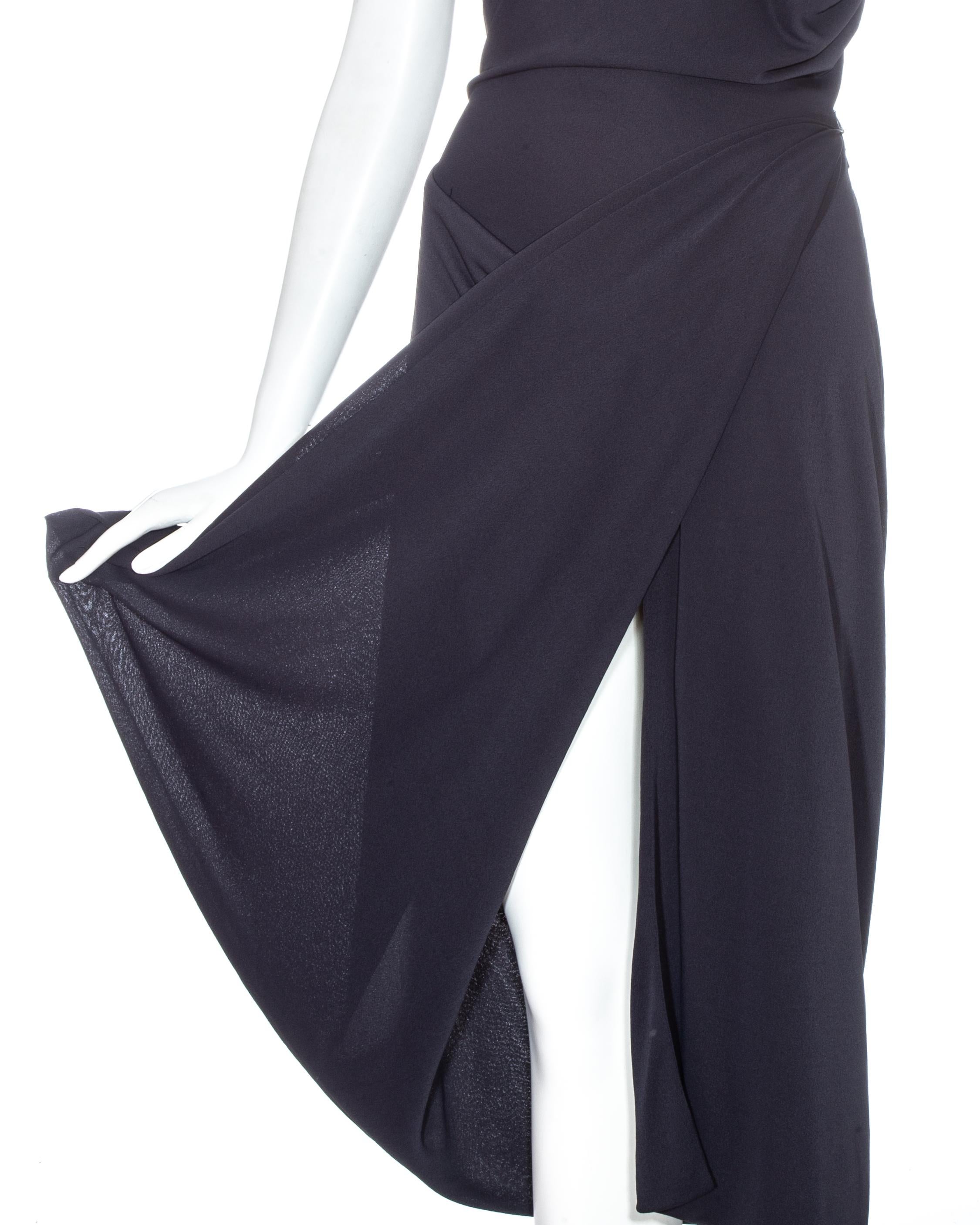 Black Vivienne Westwood deep mauve rayon draped mid-length dress, ss 1997 For Sale