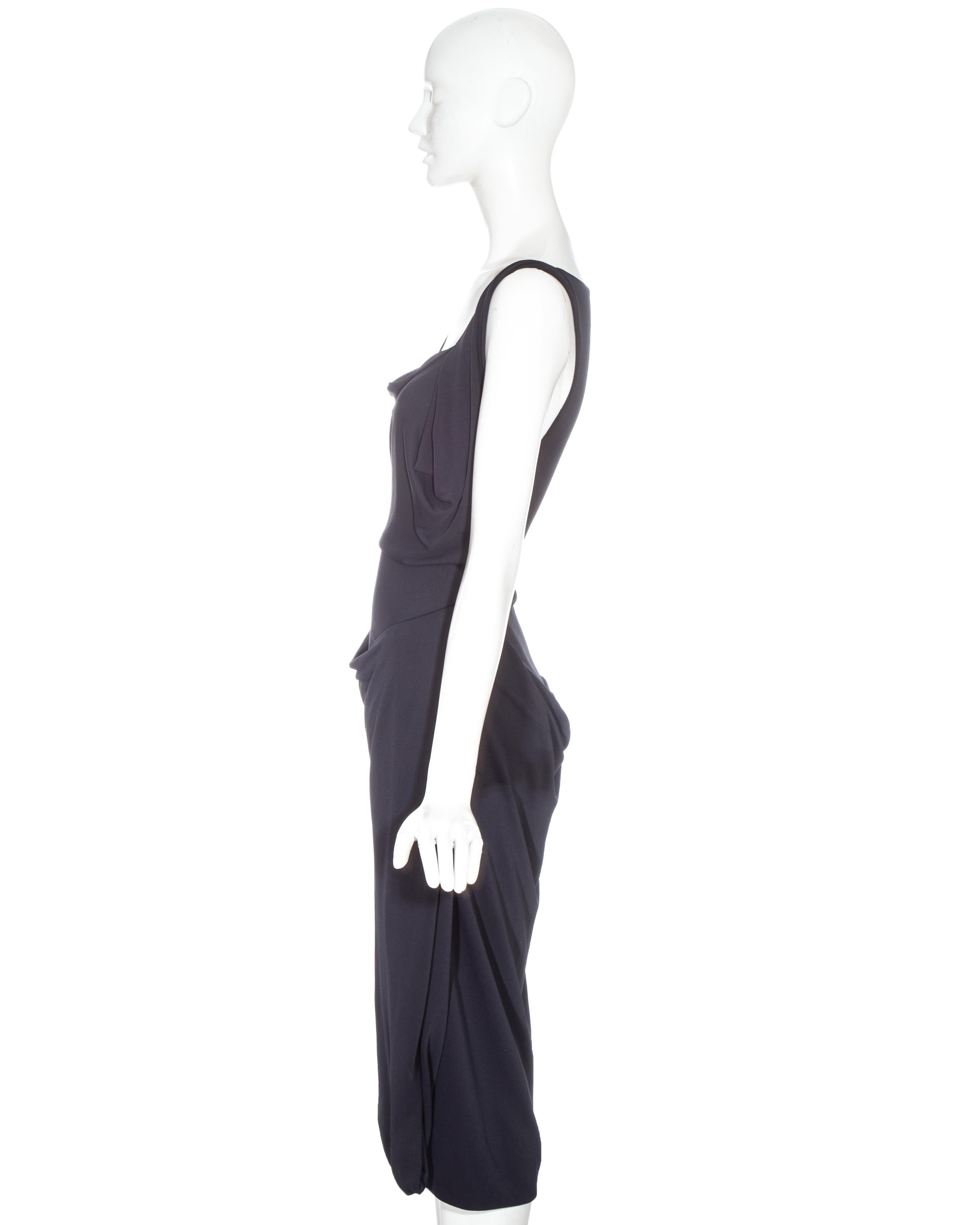 Vivienne Westwood deep mauve rayon draped mid-length dress, ss 1997 In Good Condition For Sale In London, GB