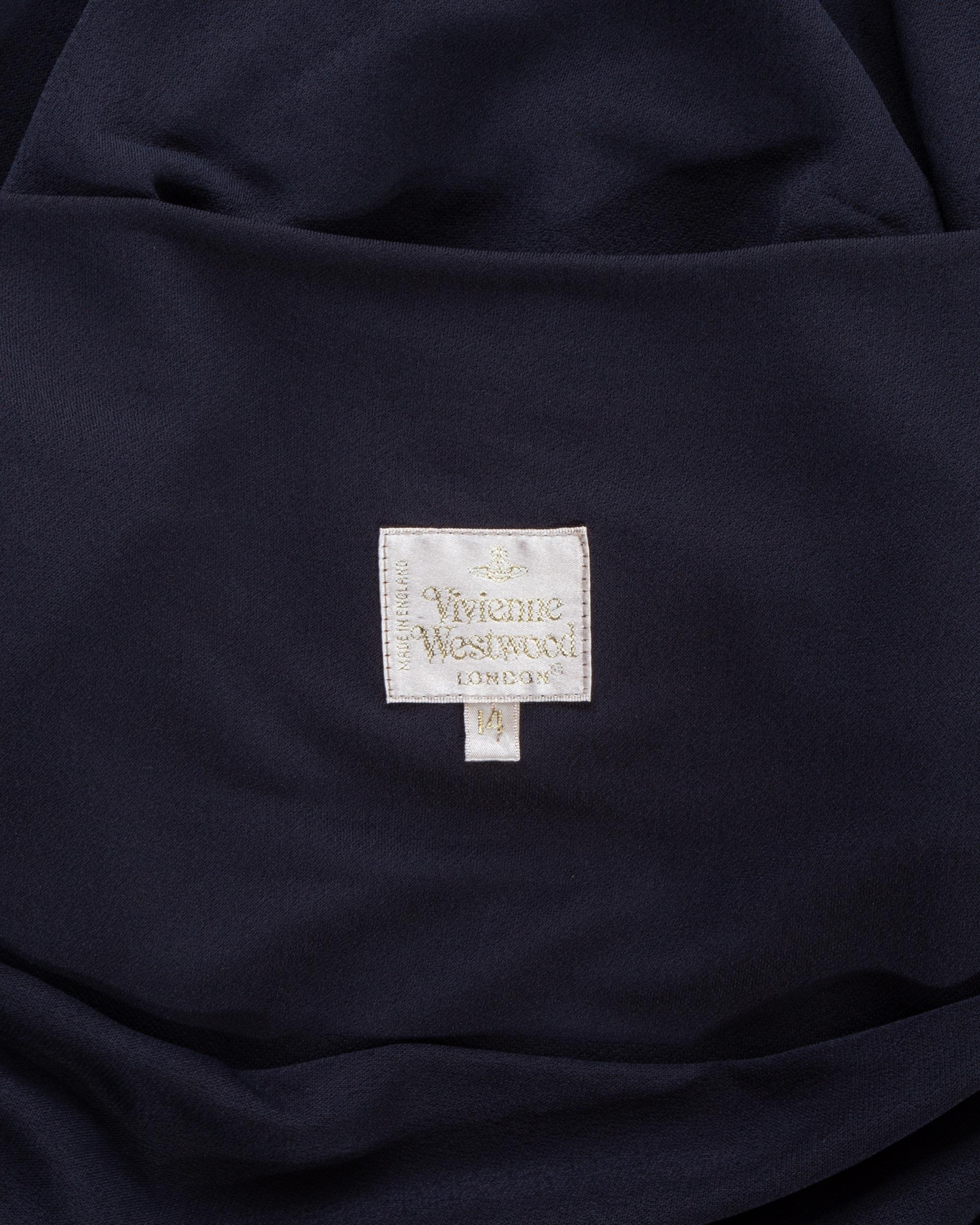 Vivienne Westwood Tief lila Viskose drapiertes Kleid in mittlerer Länge, Frühjahr/Sommer 1997 im Angebot 4