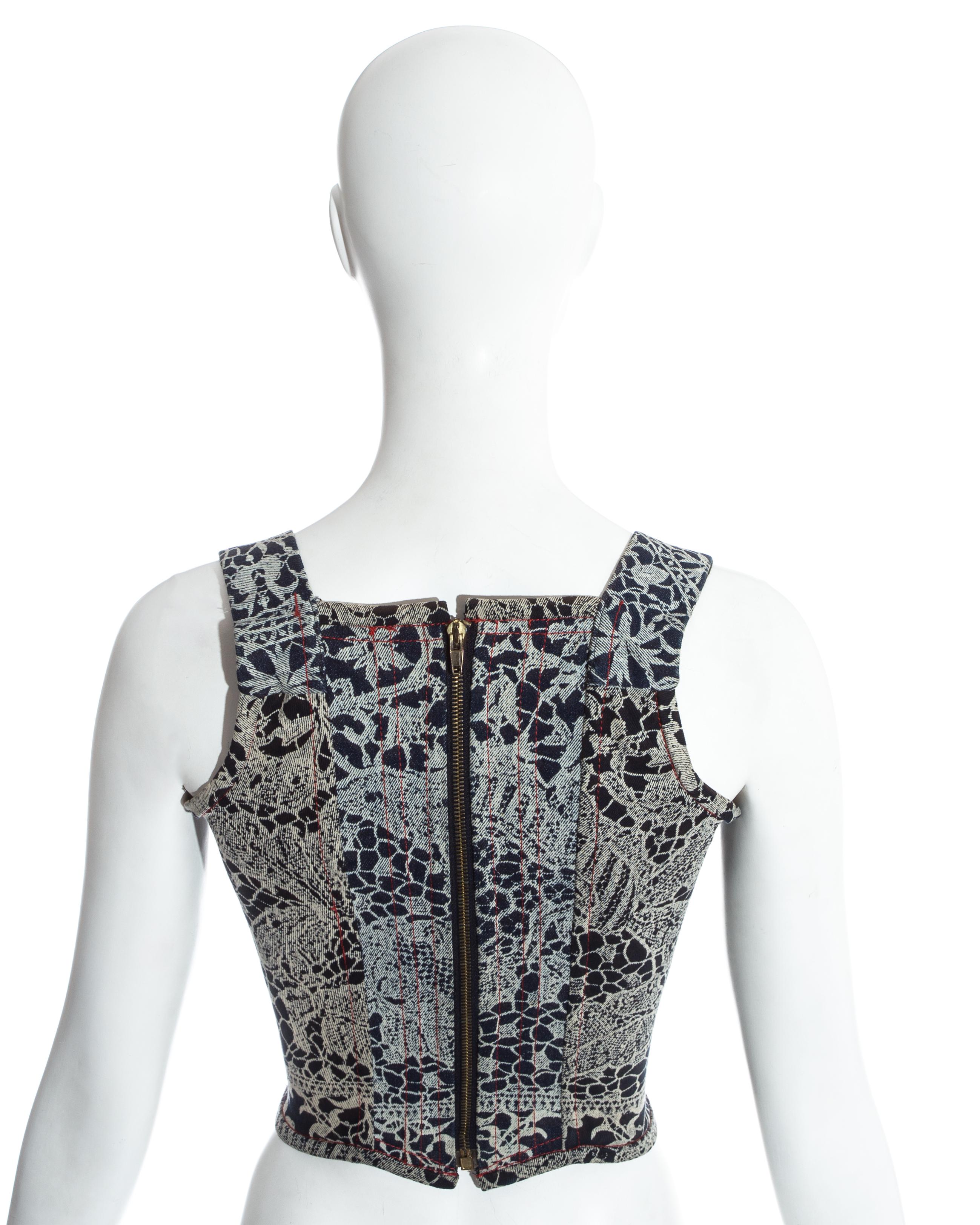 Vivienne Westwood Denim lace print 'Always on Camera' corset, fw 1992 In Good Condition In London, GB