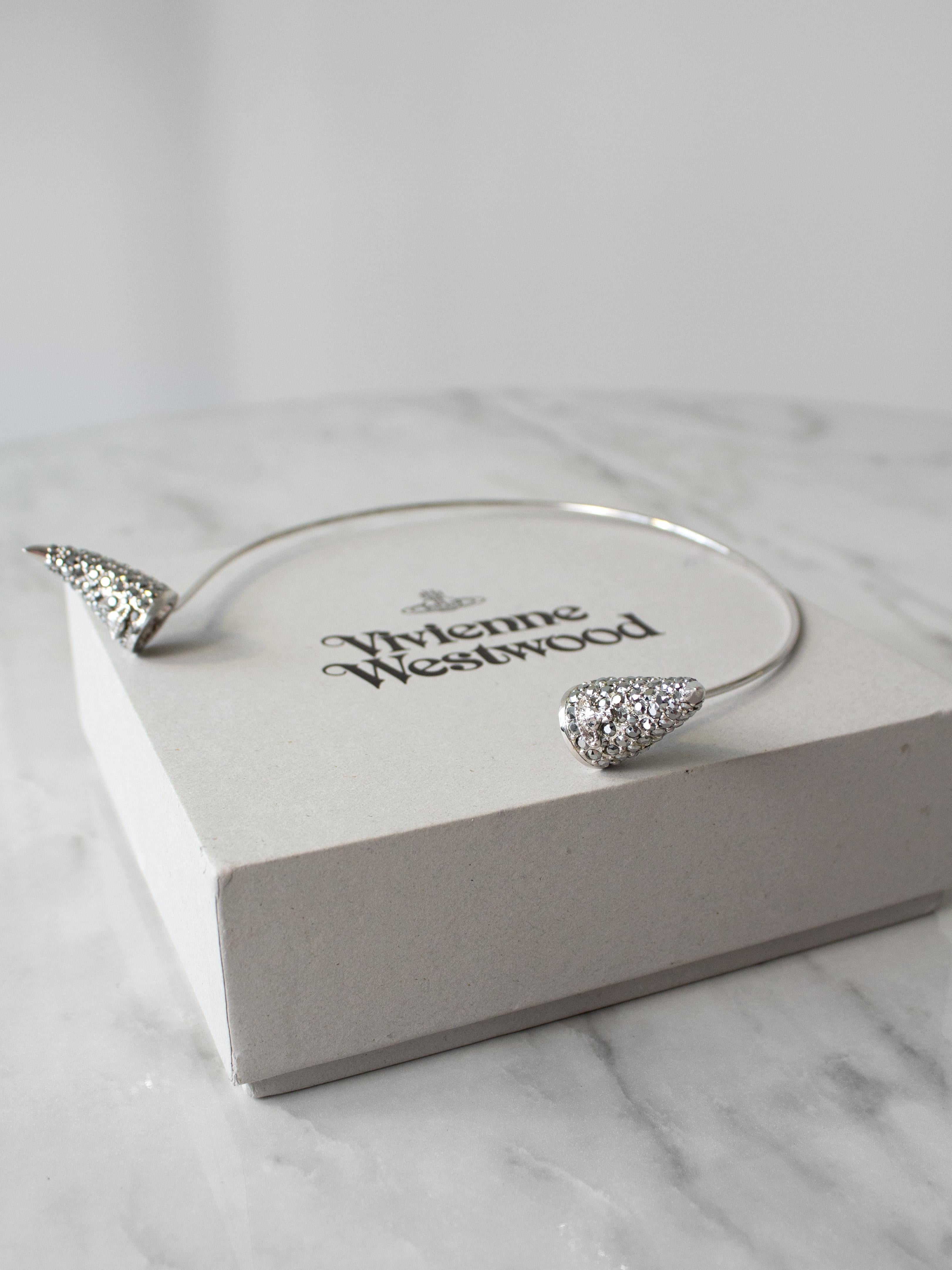 Vivienne Westwood Diamante Crystal Rhinestone Silver Orb Horn Tiara For Sale 1