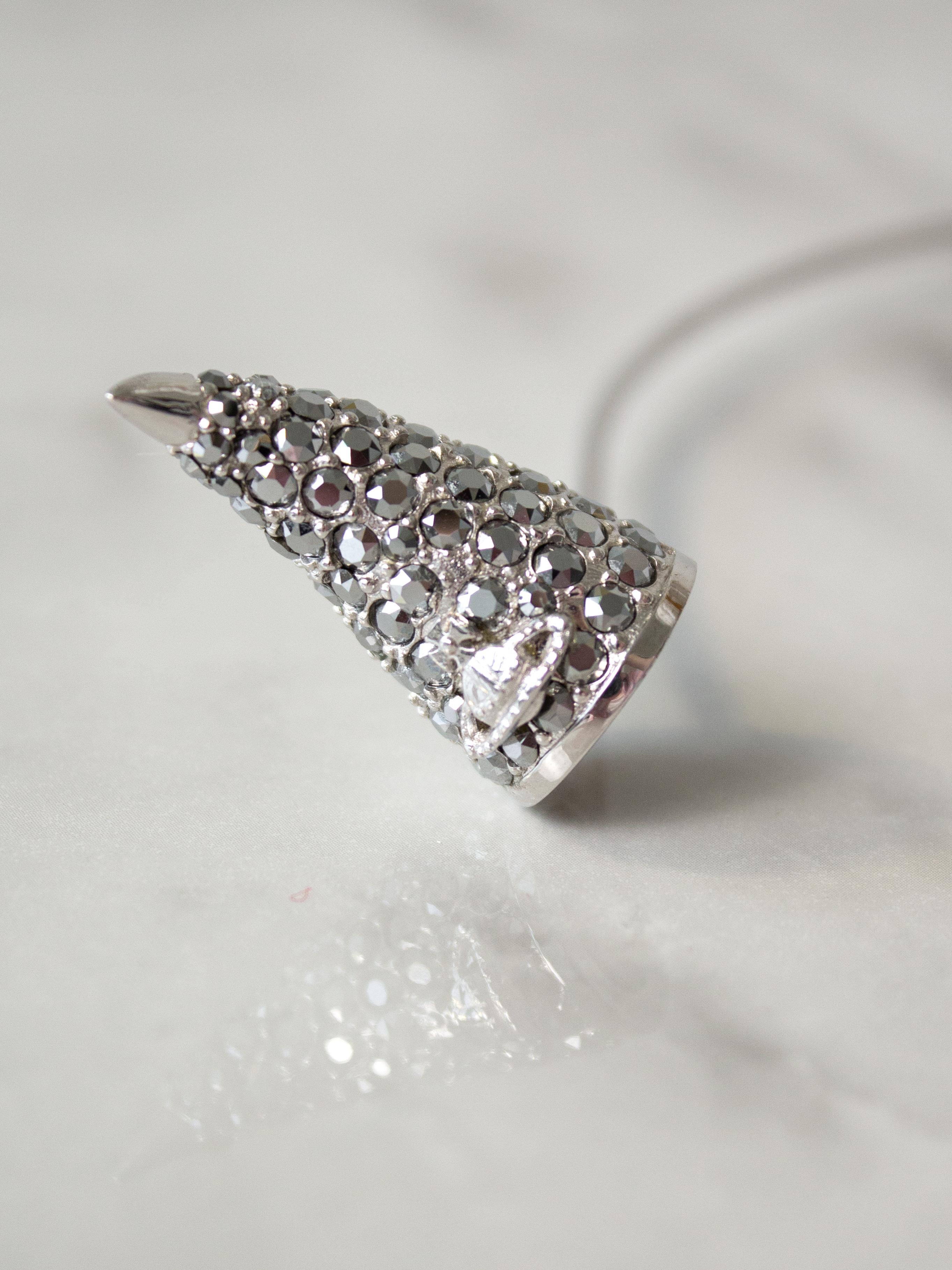 Vivienne Westwood Diamante Crystal Rhinestone Silver Orb Horn Tiara For Sale 2