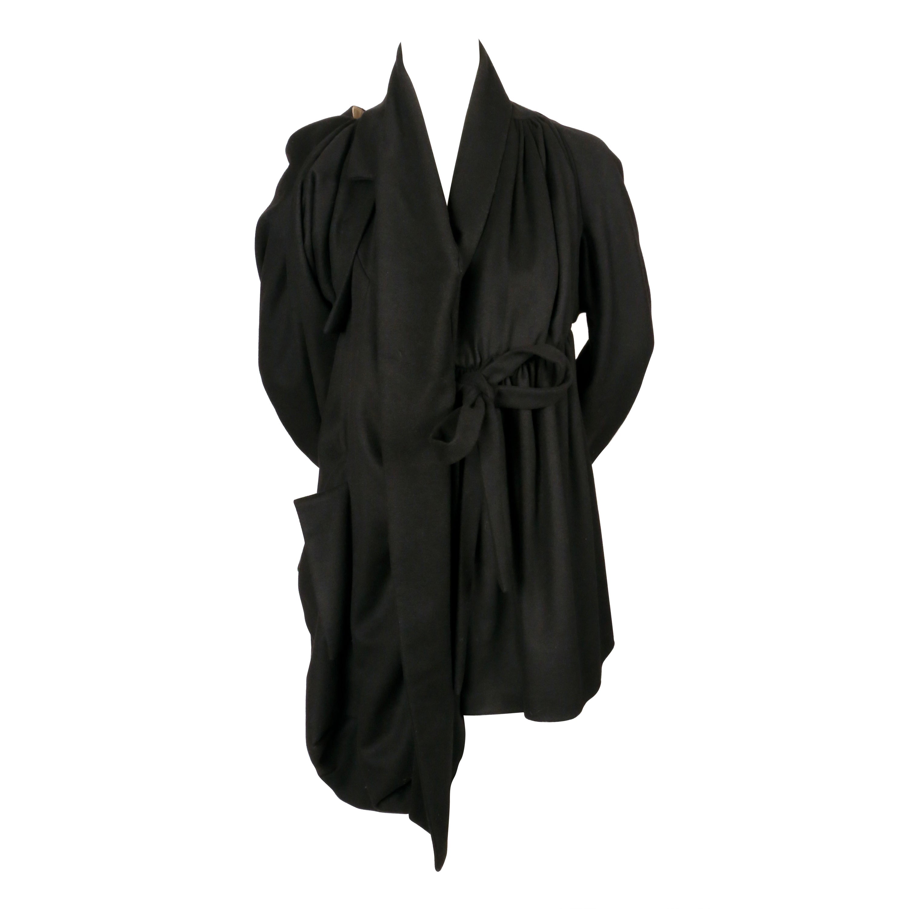 VIVIENNE WESTWOOD draped black wool coat For Sale