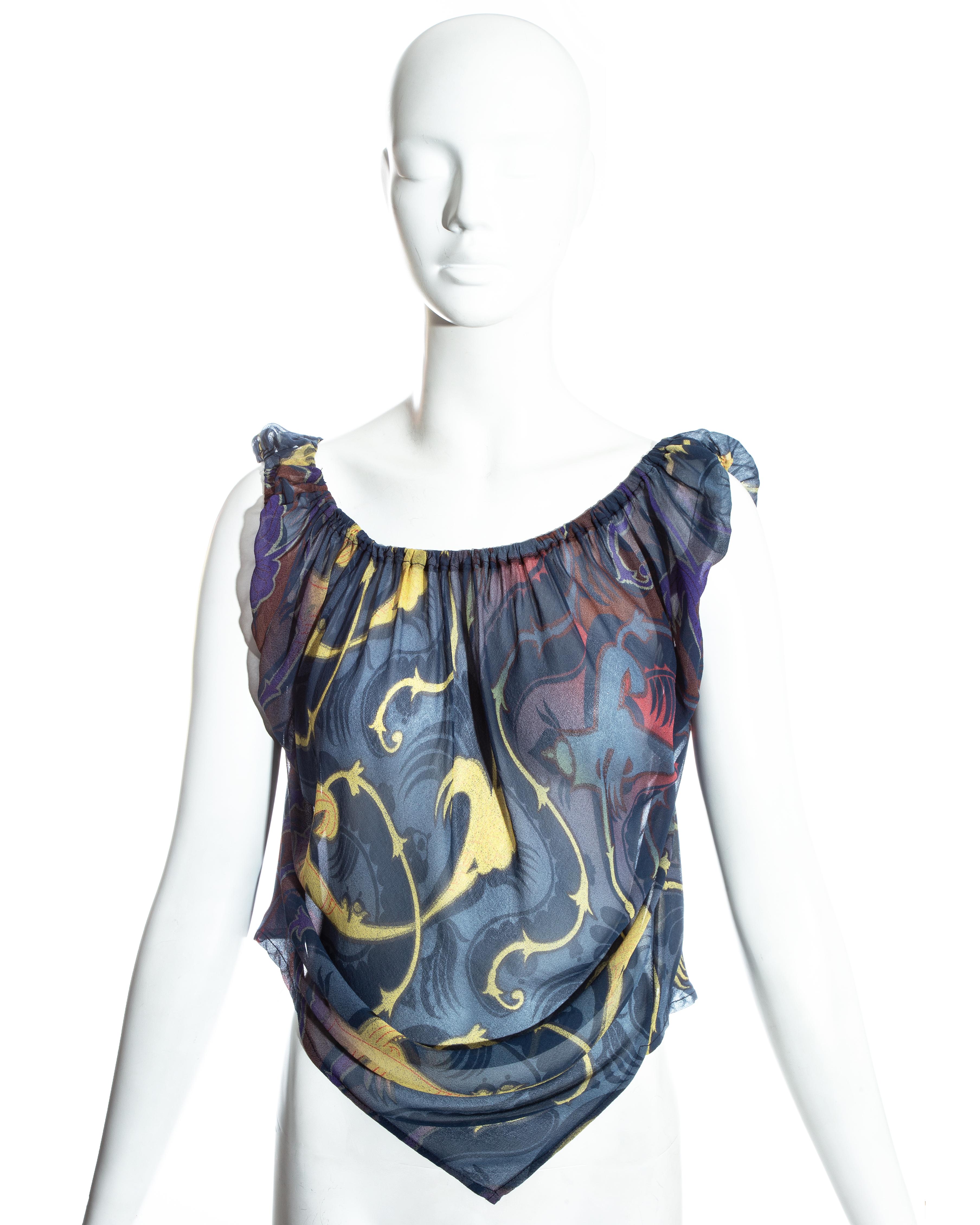 Vivienne Westwood draped chiffon printed blouse

Spring-Summer 1993