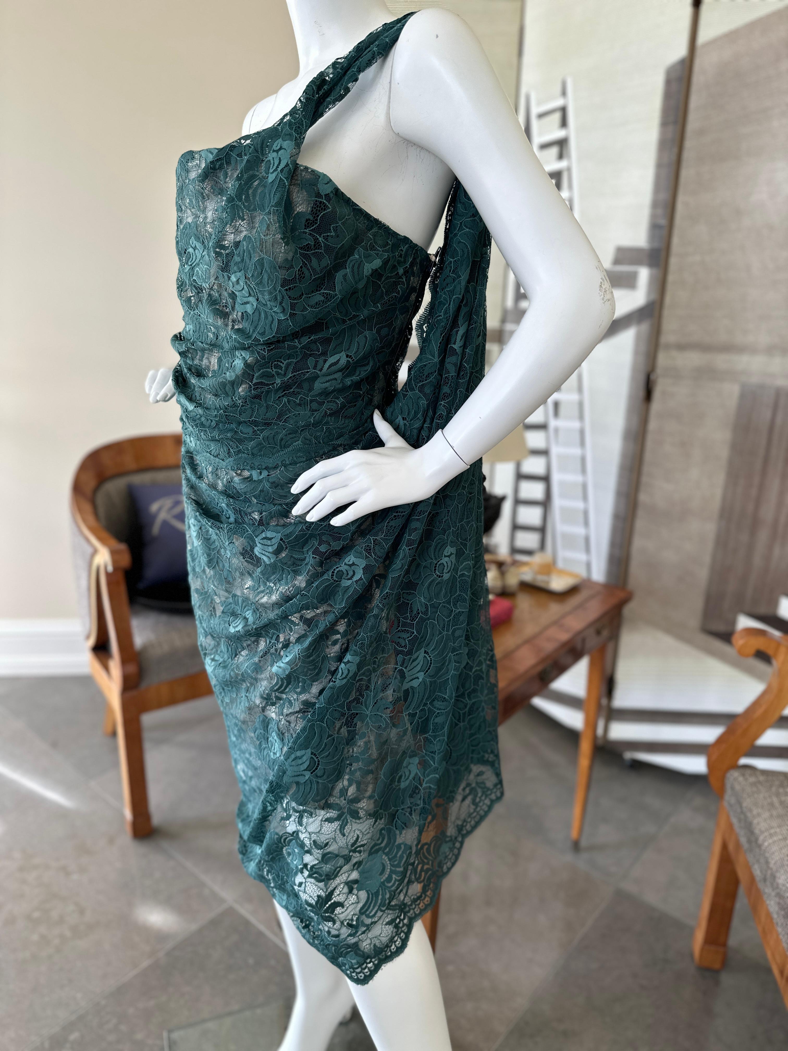 Vivienne Westwood Vestido de cóctel de encaje verde drapeado con corsé interior en venta 6