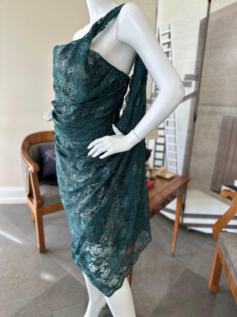 Vivienne Westwood Draped Green Lace Cocktail Dress with Inner Corset