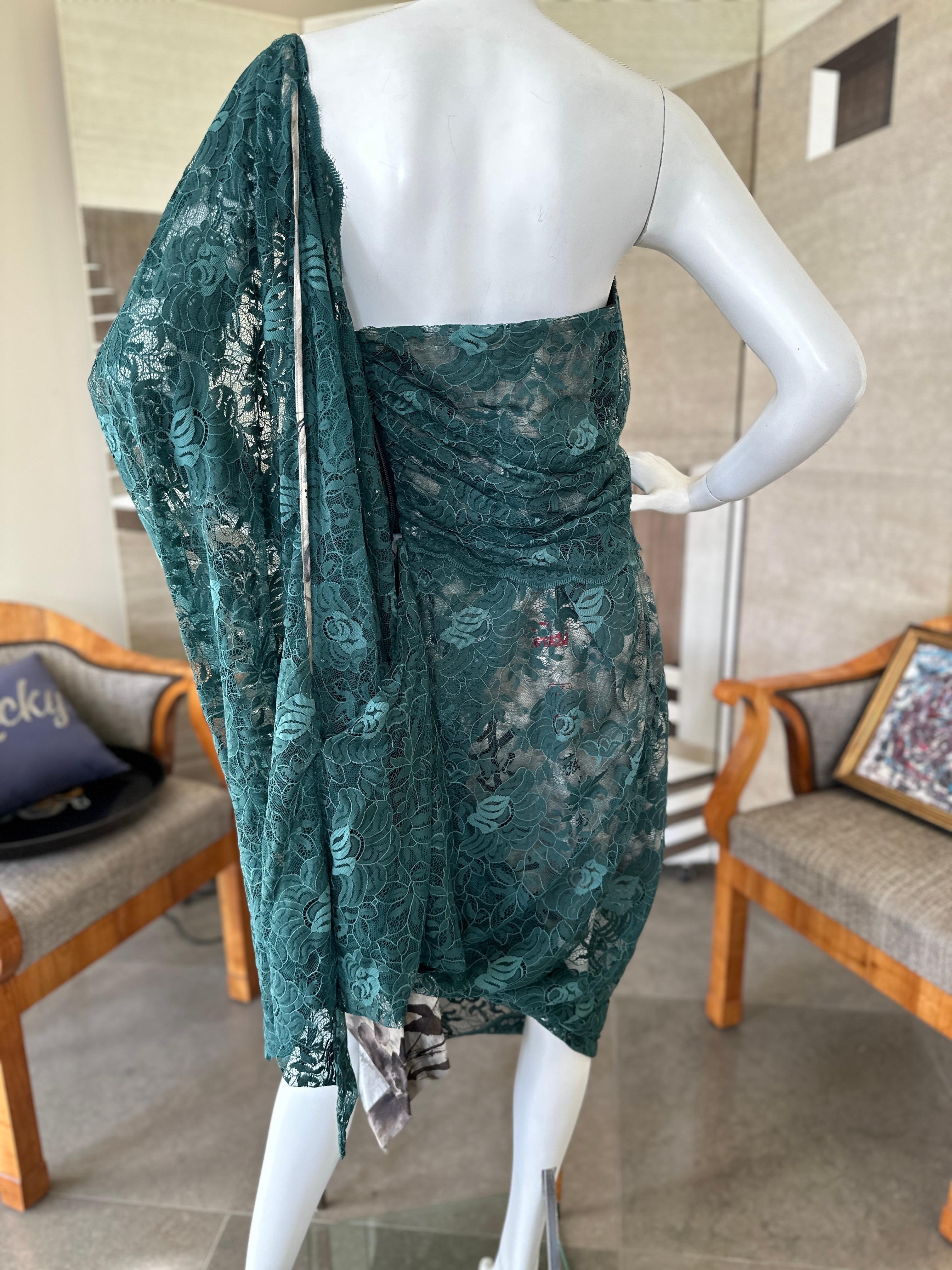 Vivienne Westwood Vestido de cóctel de encaje verde drapeado con corsé interior en venta 7
