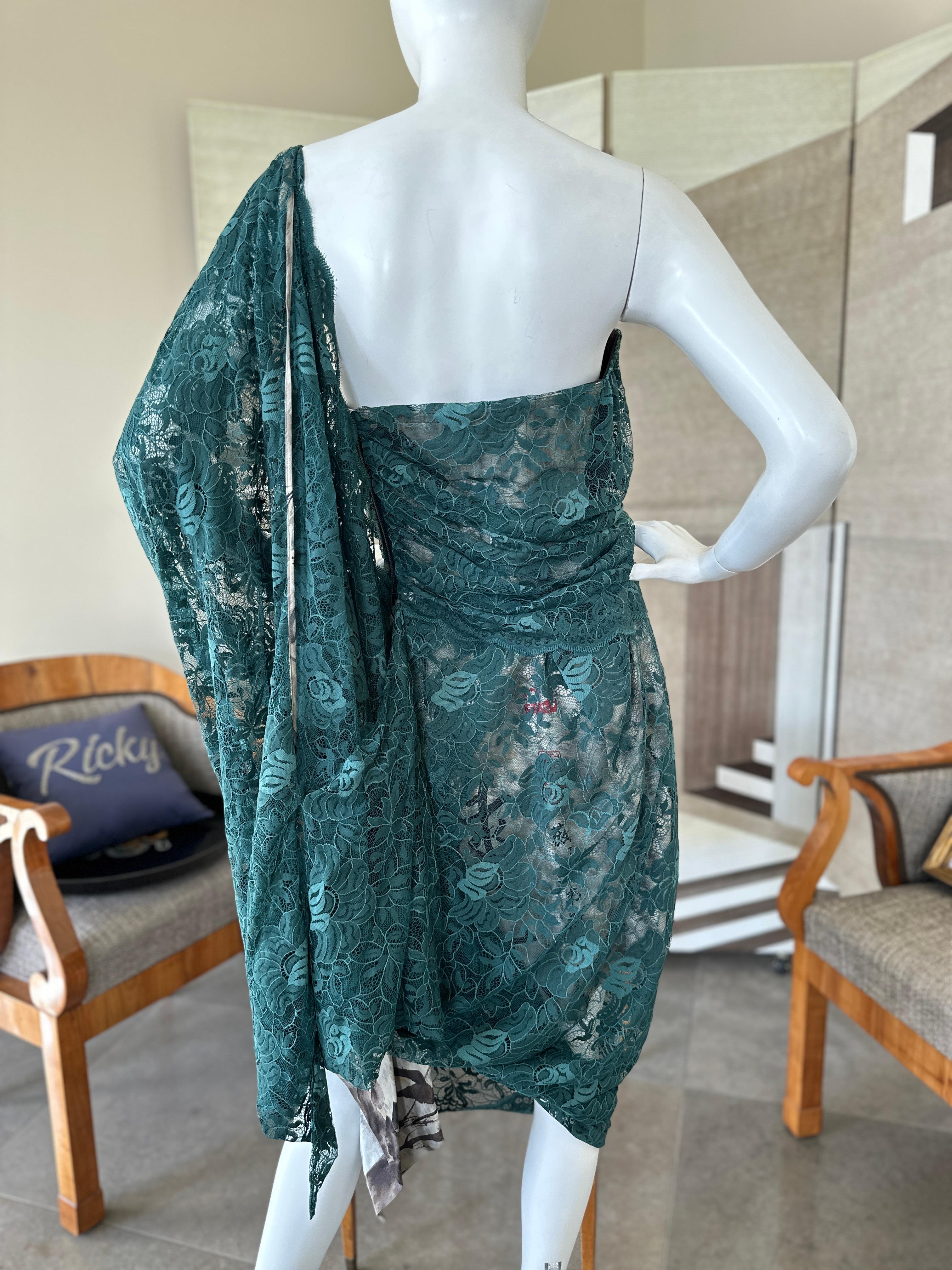 Vivienne Westwood Vestido de cóctel de encaje verde drapeado con corsé interior en venta 8