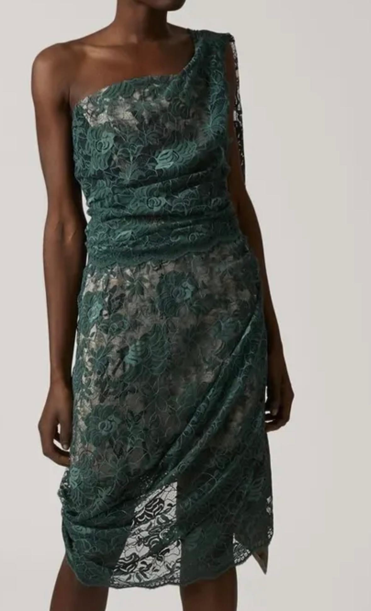 Vivienne Westwood Vestido de cóctel de encaje verde drapeado con corsé interior en venta 10